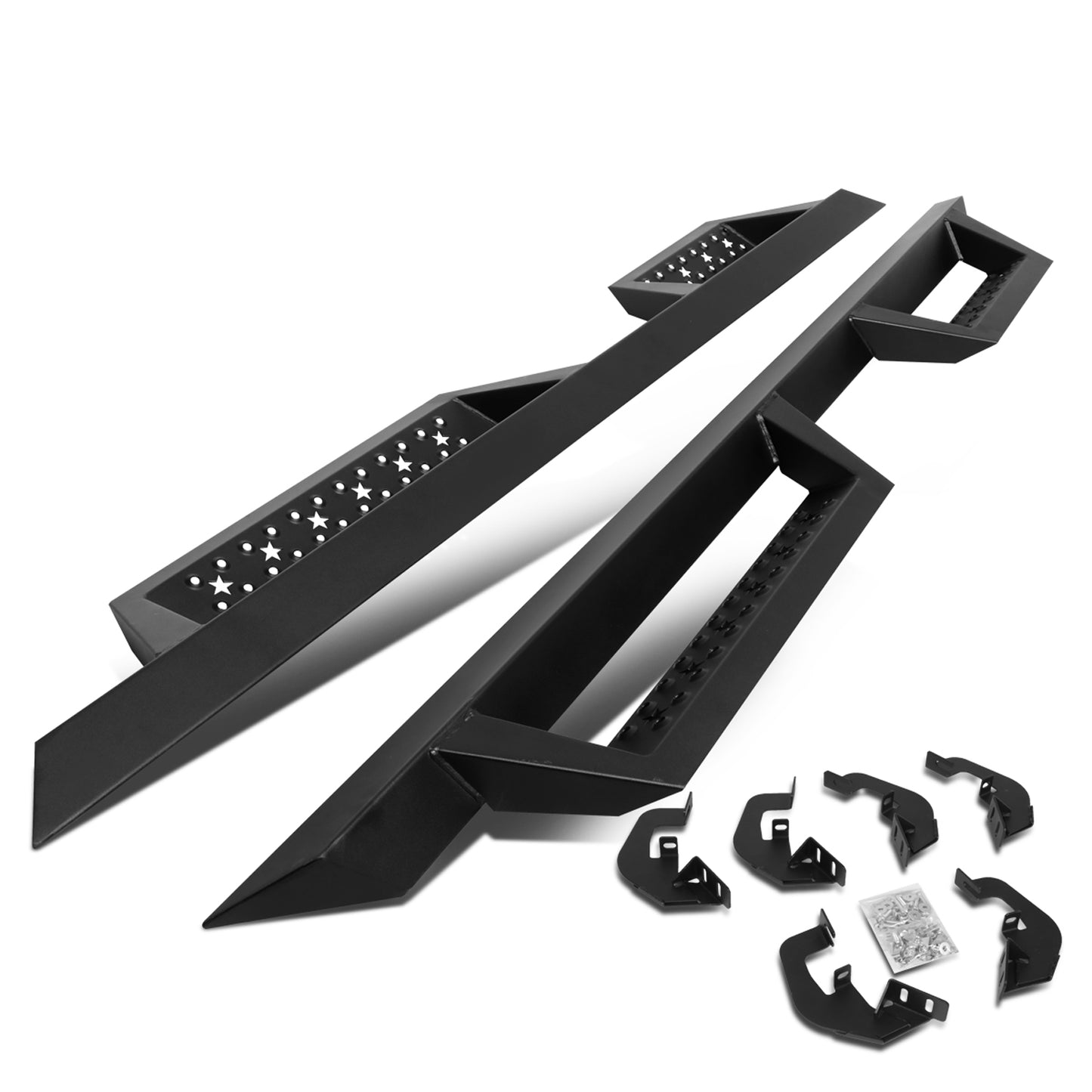 ESTRIBOS DROP DOWN - 07-18 CHEVY SILVERADO 1500, GMC SIERRA 1500 / 07-19 CHEVY SILVERADO 2500HD, 3500HD, GMC SIERRA 2500HD, 3500HD - EXTENDED CAB - BLACK