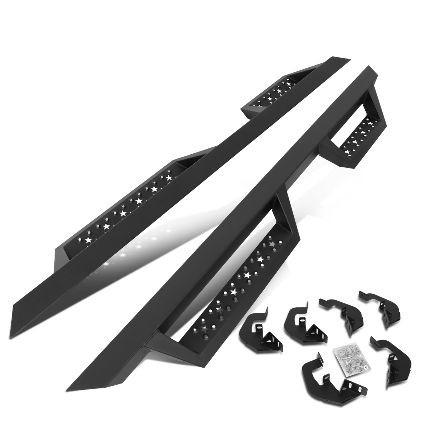 ESTRIBOS DROP DOWN - 07-18 CHEVY SILVERADO 1500, GMC SIERRA 1500 / 07-19 CHEVY SILVERADO 2500HD, 3500HD, GMC SIERRA 2500HD, 3500HD - EXTENDED CAB - BLACK