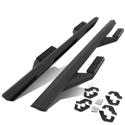 ESTRIBOS 3" - SIDE ARM STYLE - ALUMINUM - 07-18 CHEVY SILVERADO 1500, GMC SIERRA 1500 / 07-19 CHEVY SILVERADO 2500HD, SILVERADO 3500HD, GMC SIERRA 2500HD, SIERRA 3500HD - CREW CAB - BLACK