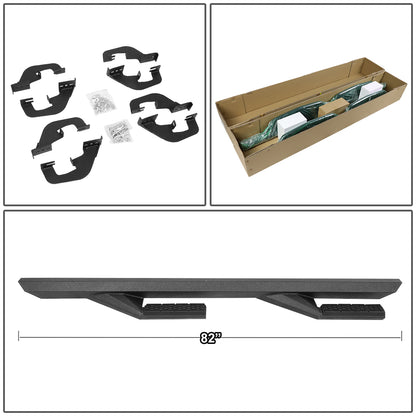 ESTRIBOS 3" - SIDE ARM STYLE - ALUMINUM - 07-18 CHEVY SILVERADO 1500, GMC SIERRA 1500 / 07-19 CHEVY SILVERADO 2500HD, SILVERADO 3500HD, GMC SIERRA 2500HD, SIERRA 3500HD - CREW CAB - BLACK