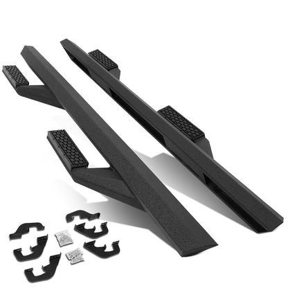 ESTRIBOS 3" - SIDE ARM STYLE - ALUMINUM - 07-18 CHEVY SILVERADO 1500, GMC SIERRA 1500 / 07-19 CHEVY SILVERADO 2500HD, SILVERADO 3500HD, GMC SIERRA 2500HD, SIERRA 3500HD - EXTENDED CAB - BLACK