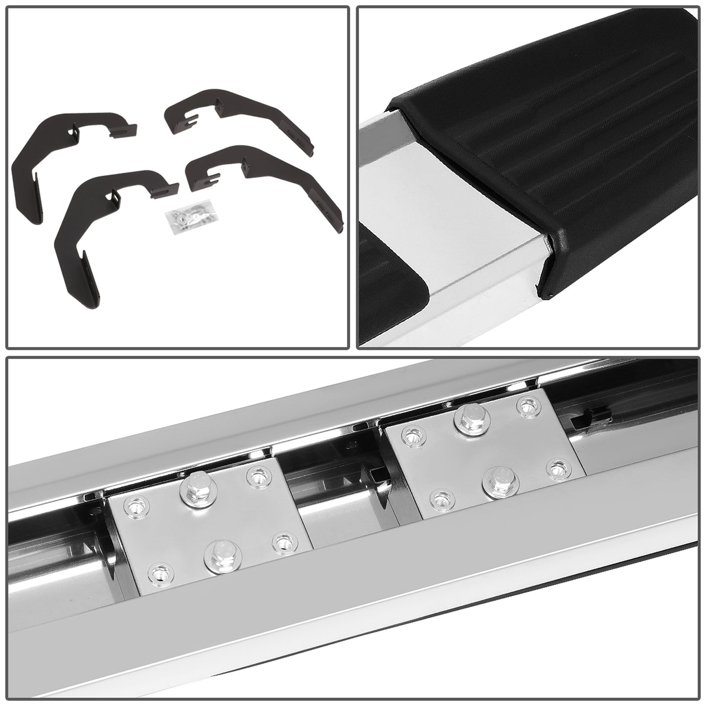 ESTRIBOS 5.25" - 07-18 CHEVY SILVERADO 1500, GMC SIERRA 1500 / 07-19 CHEVY SILVERADO 2500HD, SILVERADO 3500HD, GMC SIERRA 2500HD, SIERRA 3500HD - STANDARD CAB - CHROME / BLACK