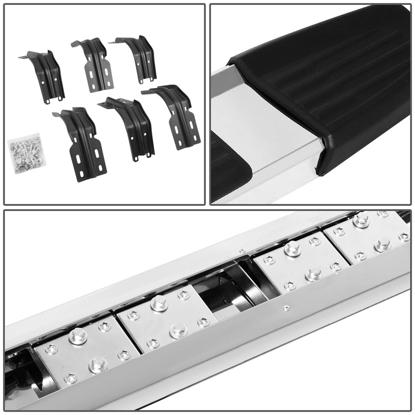 ESTRIBOS 5.25" - 99-16 FORD F-250, F-350, F-450 SUPER DUTY - CREW CAB - CHROME / BLACK