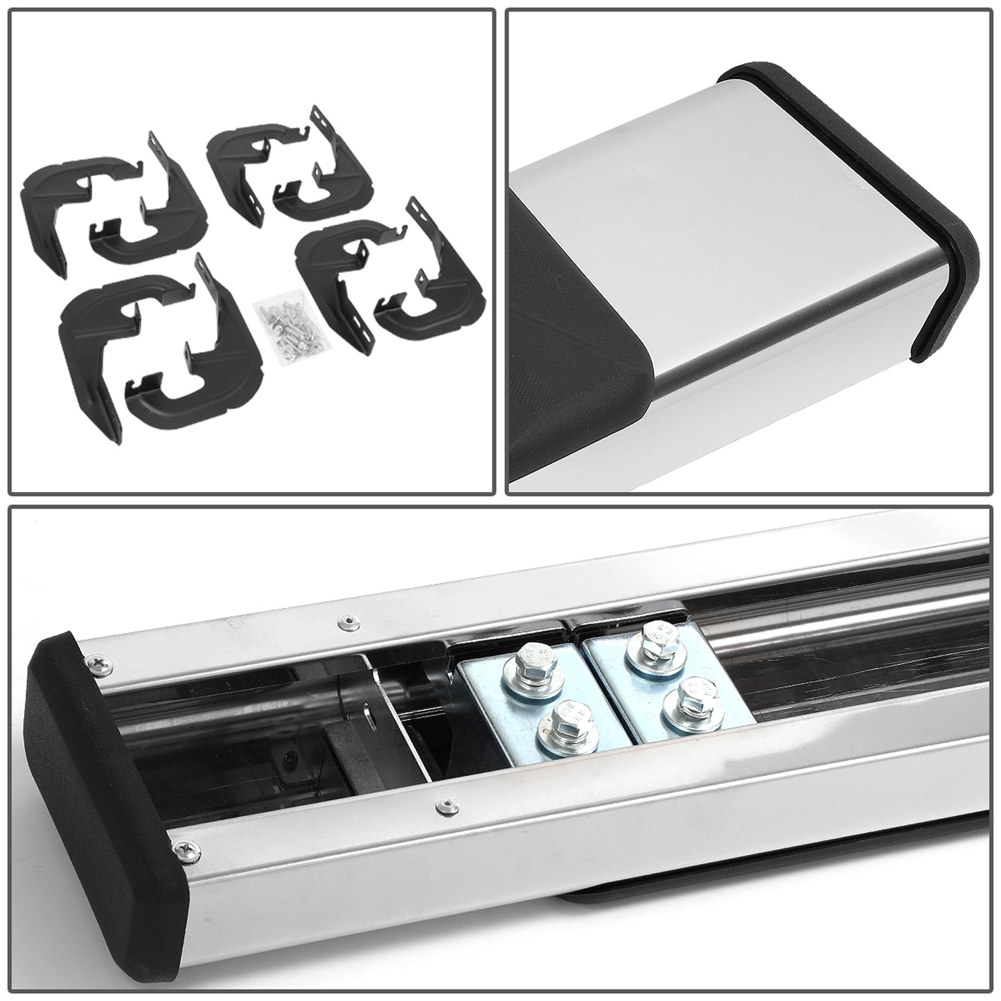 ESTRIBOS 5" - 19-20 CHEVY SILVERADO 1500, GMC SIERRA 1500 / 2020 CHEVY SILVERADO 2500HD, 3500HD, GMC SIERRA 2500HD, 3500HD - CREW CAB - CHROME / BLACK