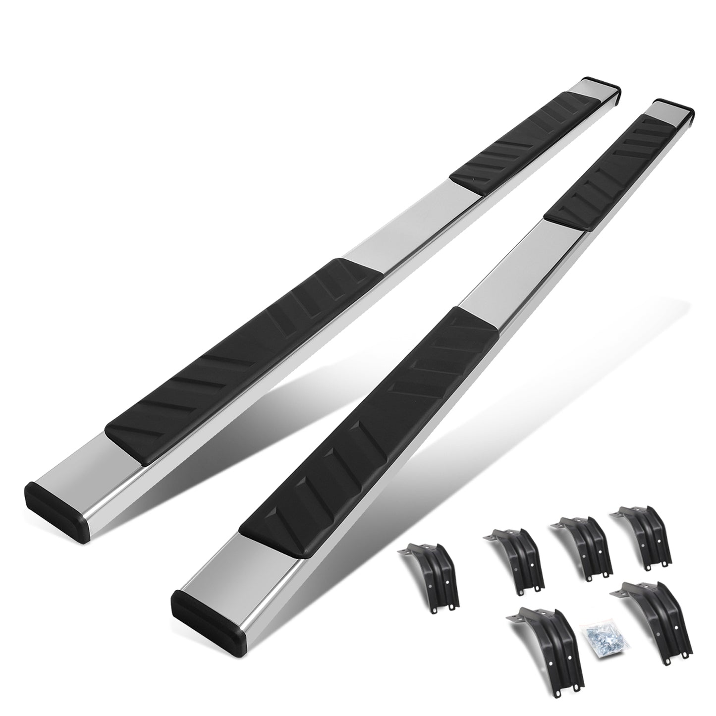 ESTRIBOS 5" - 99-16 FORD F-150, F-250, F-350, F-450 - CREW CAB - CHROME / BLACK