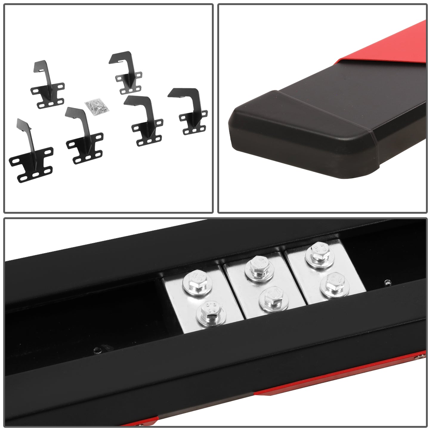 ESTRIBOS 5.5" - 09-18 DODGE RAM 1500 / 11-20 DODGE RAM 2500, 3500 / 2019 DODGE RAM 1500 CLASSIC - CREW CAB - BLACK / RED