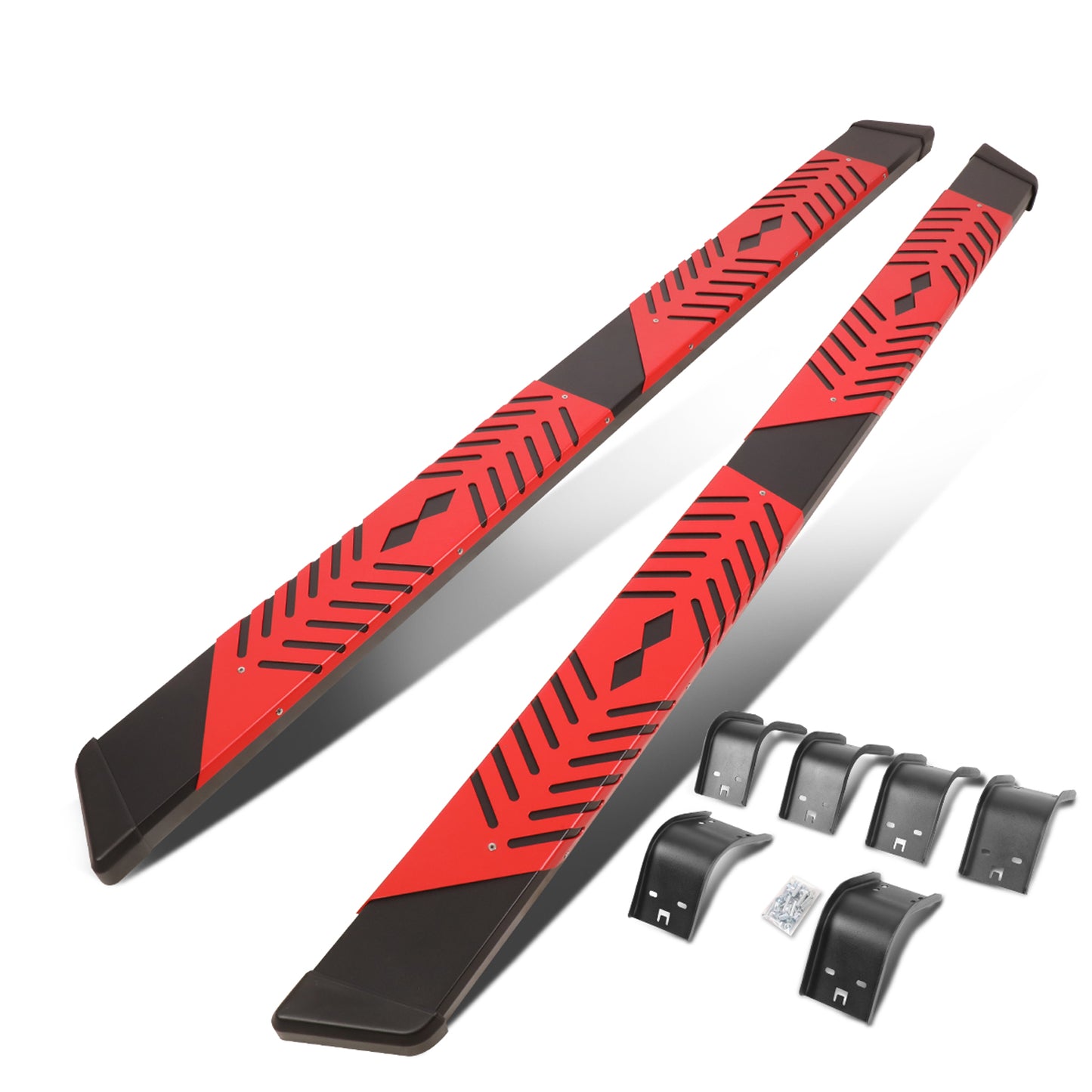 ESTRIBOS 5.5" - 09-18 DODGE RAM 1500 / 11-20 DODGE RAM 2500, 3500 / 2019 DODGE RAM 1500 CLASSIC - EXTENDED CAB - BLACK / RED