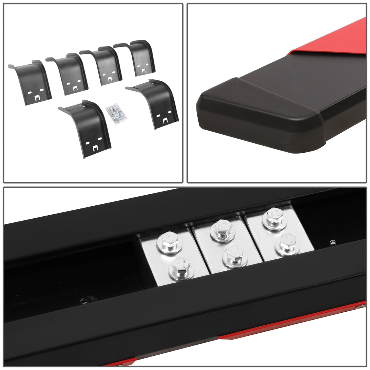 ESTRIBOS 5.5" - 09-18 DODGE RAM 1500 / 11-20 DODGE RAM 2500, 3500 / 2019 DODGE RAM 1500 CLASSIC - EXTENDED CAB - BLACK / RED