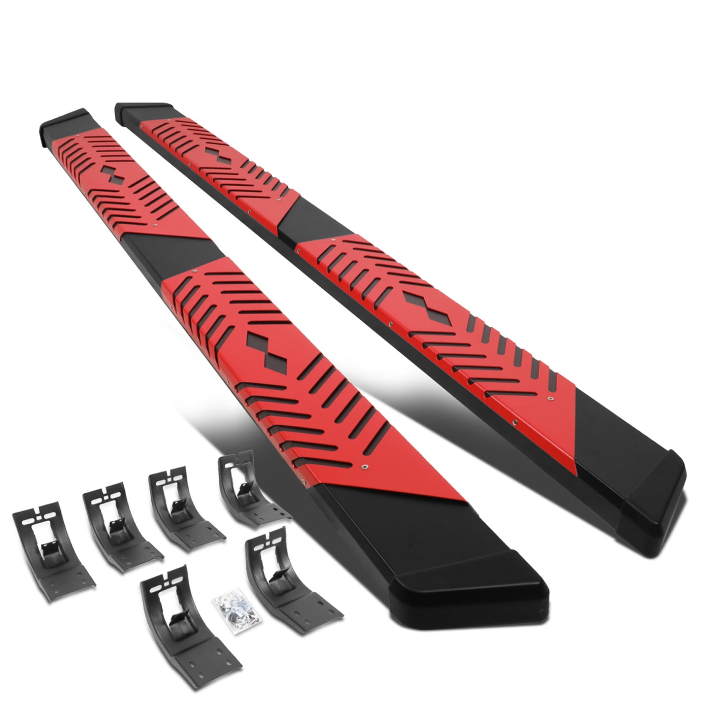 ESTRIBOS 5.5" - 09-18 DODGE RAM 1500 / 11-20 DODGE RAM 2500, 3500 / 2019 DODGE RAM 1500 CLASSIC - CREW CAB - BLACK / RED