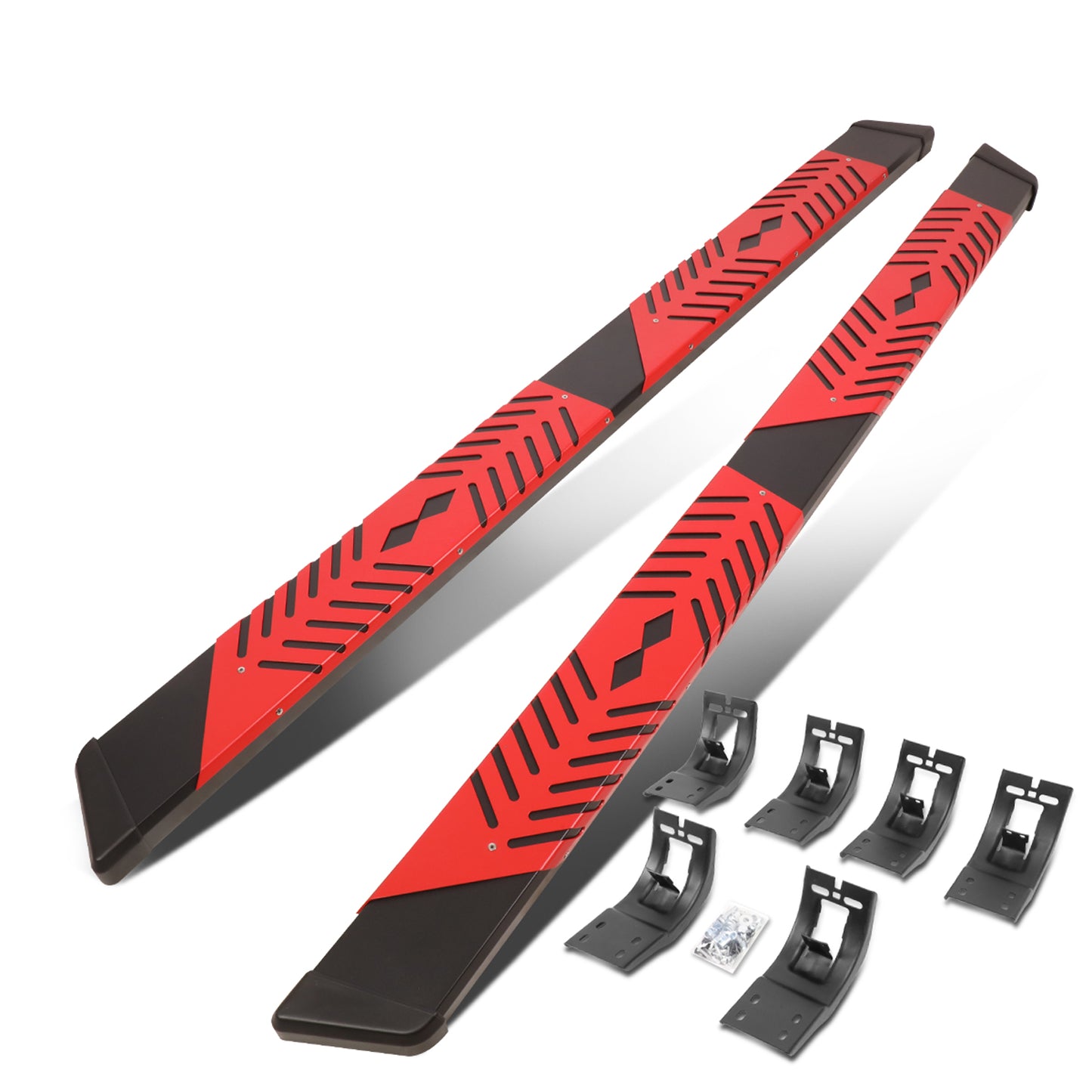 ESTRIBOS 5.5" - 09-18 DODGE RAM 1500 / 11-20 DODGE RAM 2500, 3500 / 2019 DODGE RAM 1500 CLASSIC - CREW CAB - BLACK / RED