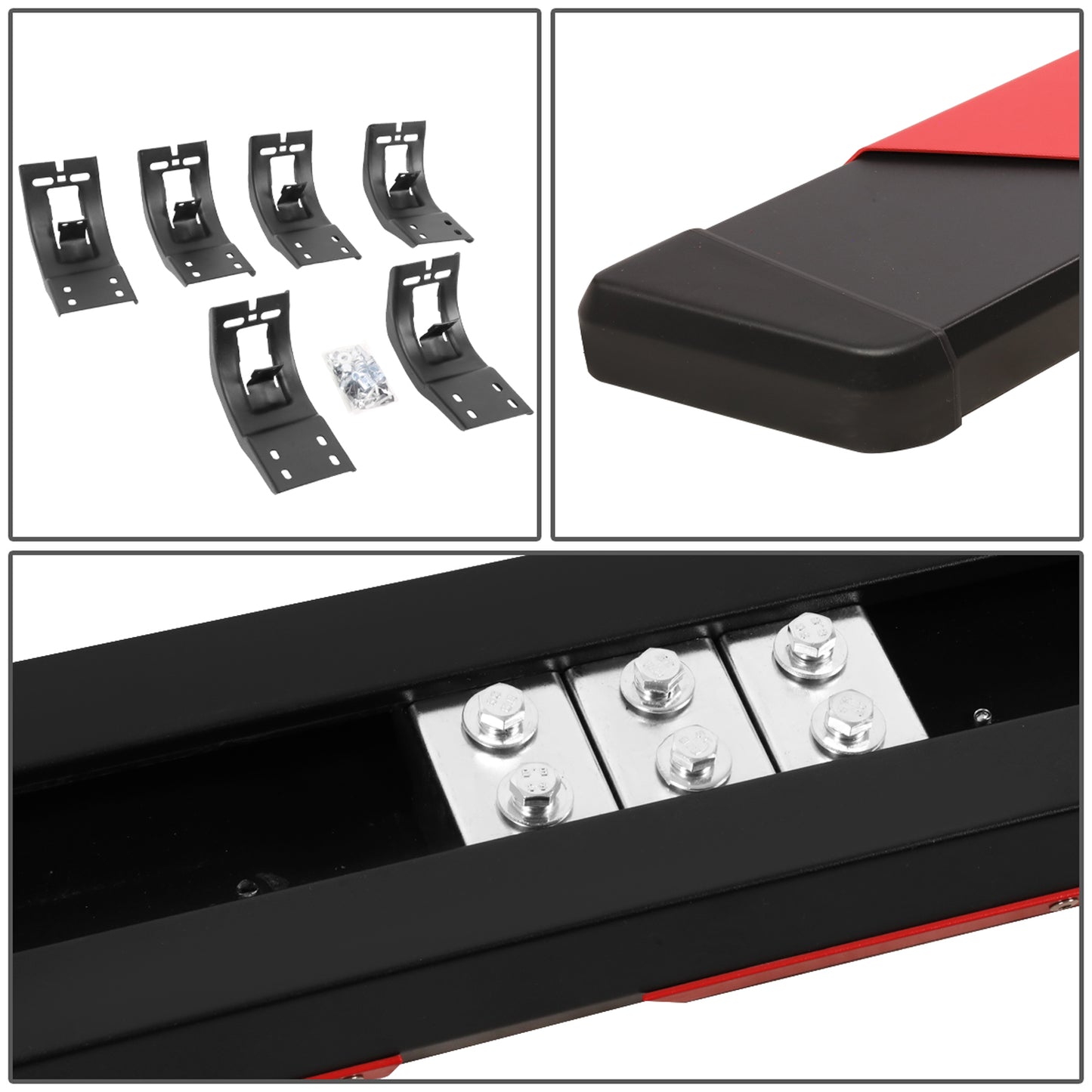 ESTRIBOS 5.5" - 09-18 DODGE RAM 1500 / 11-20 DODGE RAM 2500, 3500 / 2019 DODGE RAM 1500 CLASSIC - EXTENDED CAB - BLACK / RED