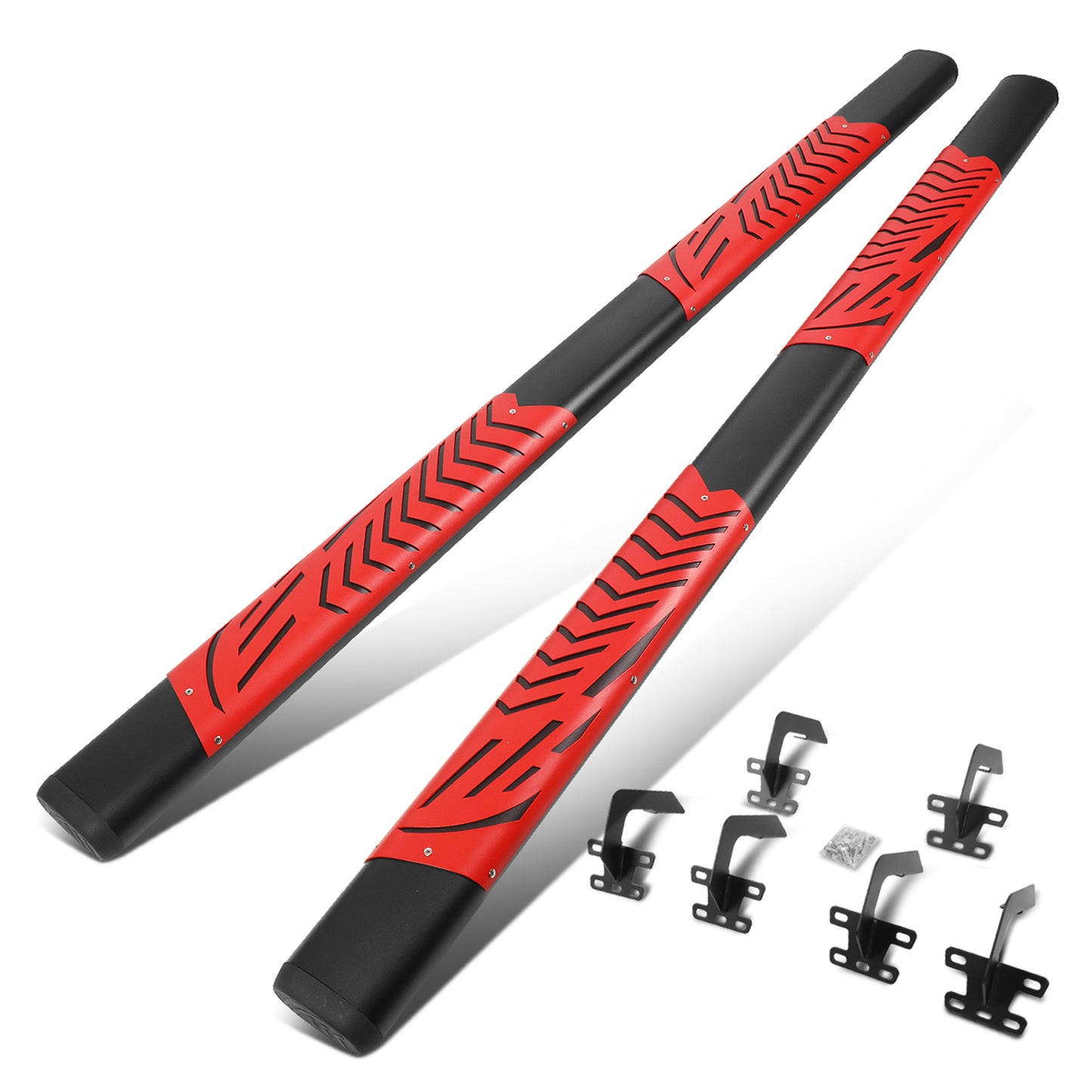 ESTRIBOS 5.5" - 19-20 DODGE RAM 1500 - EXTENDED CAB - BLACK / RED