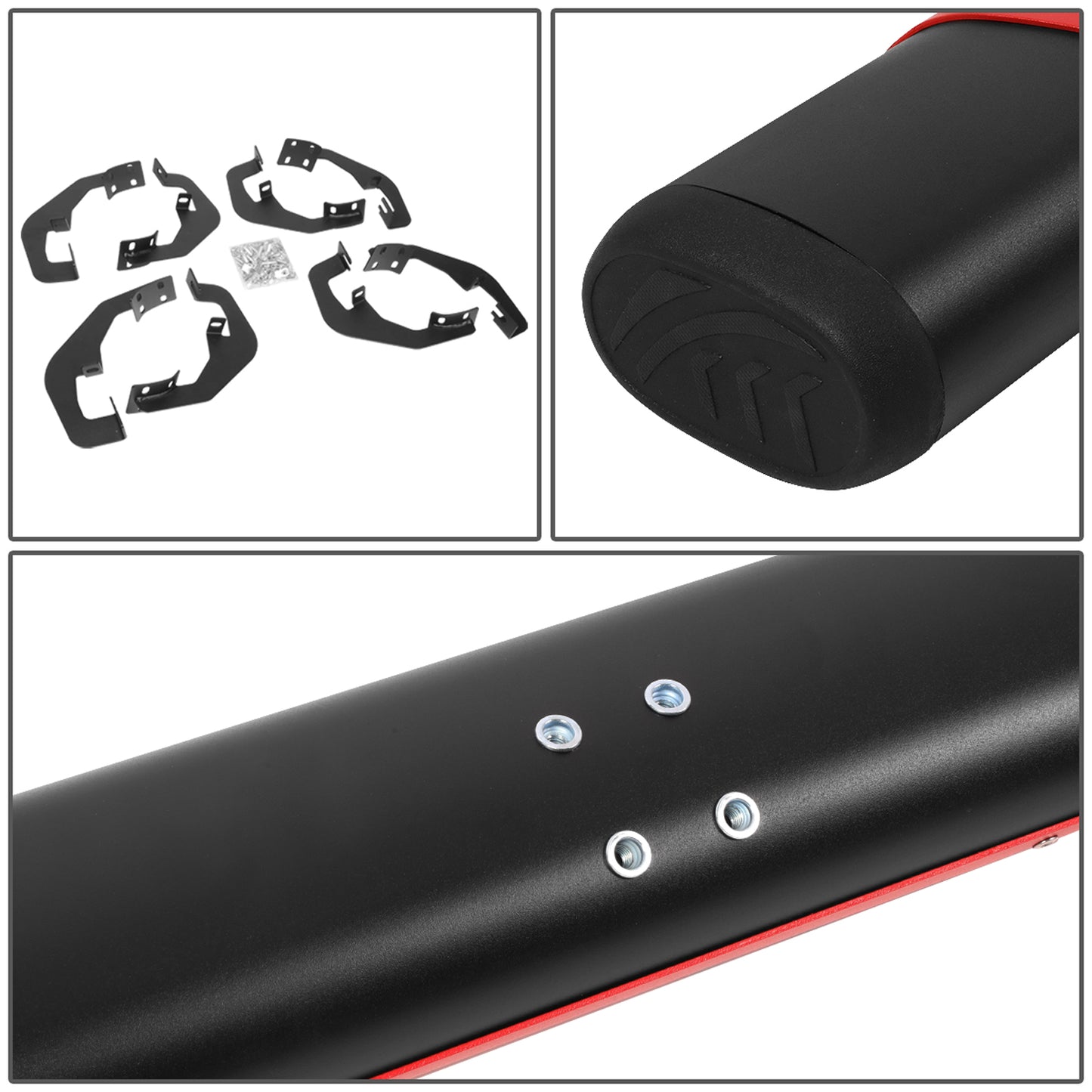 ESTRIBOS 5" - 07-18 CHEVY SILVERADO 1500, GMC SIERRA 1500 / 07-19 CHEVY SILVERADO 2500HD, SILVERADO 3500HD, GMC SIERRA 2500HD, SIERRA 3500HD - DOES NOT FIT DIESEL MODELS EQUIPPED WITH DEF TANK - BLACK / RED