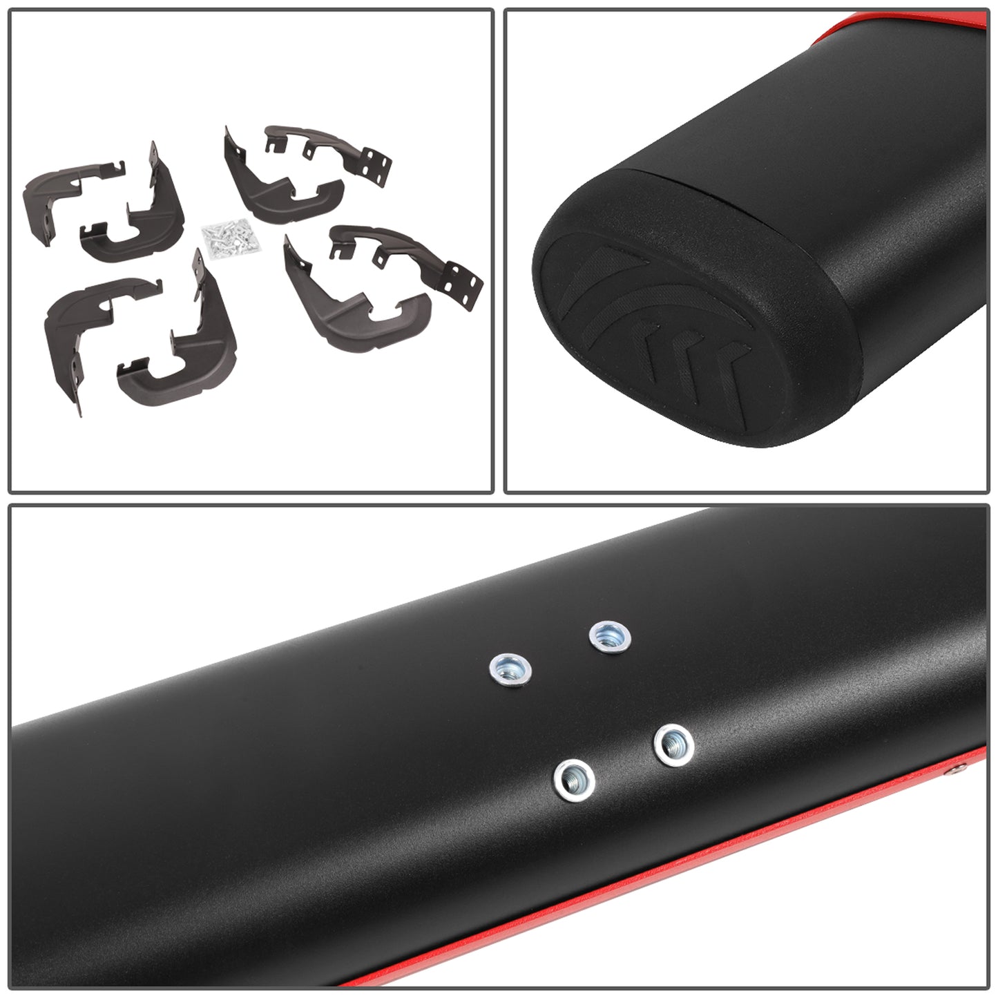 ESTRIBOS 5" - 19-20 CHEVY SILVERADO 1500, GMC SIERRA 1500 / 2020 CHEVY SILVERADO 2500HD, SILVERADO 3500HD, GMC SIERRA 2500HD, SIERRA 3500HD - BLACK / RED