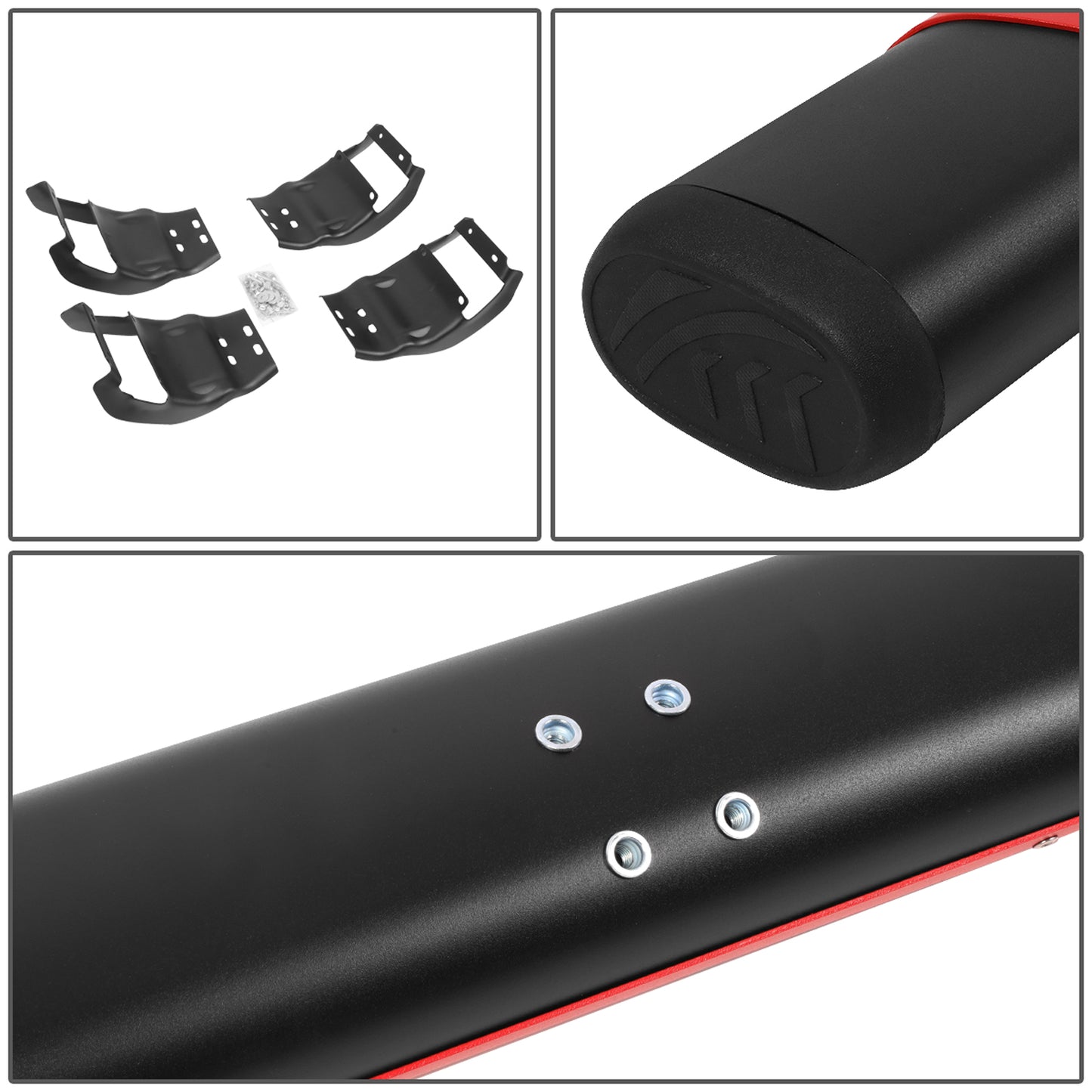 ESTRIBOS 5" - 15-20 FORD F-150 / 17-20 FORD F-250, F-350 - CREW CAB - BLACK / RED