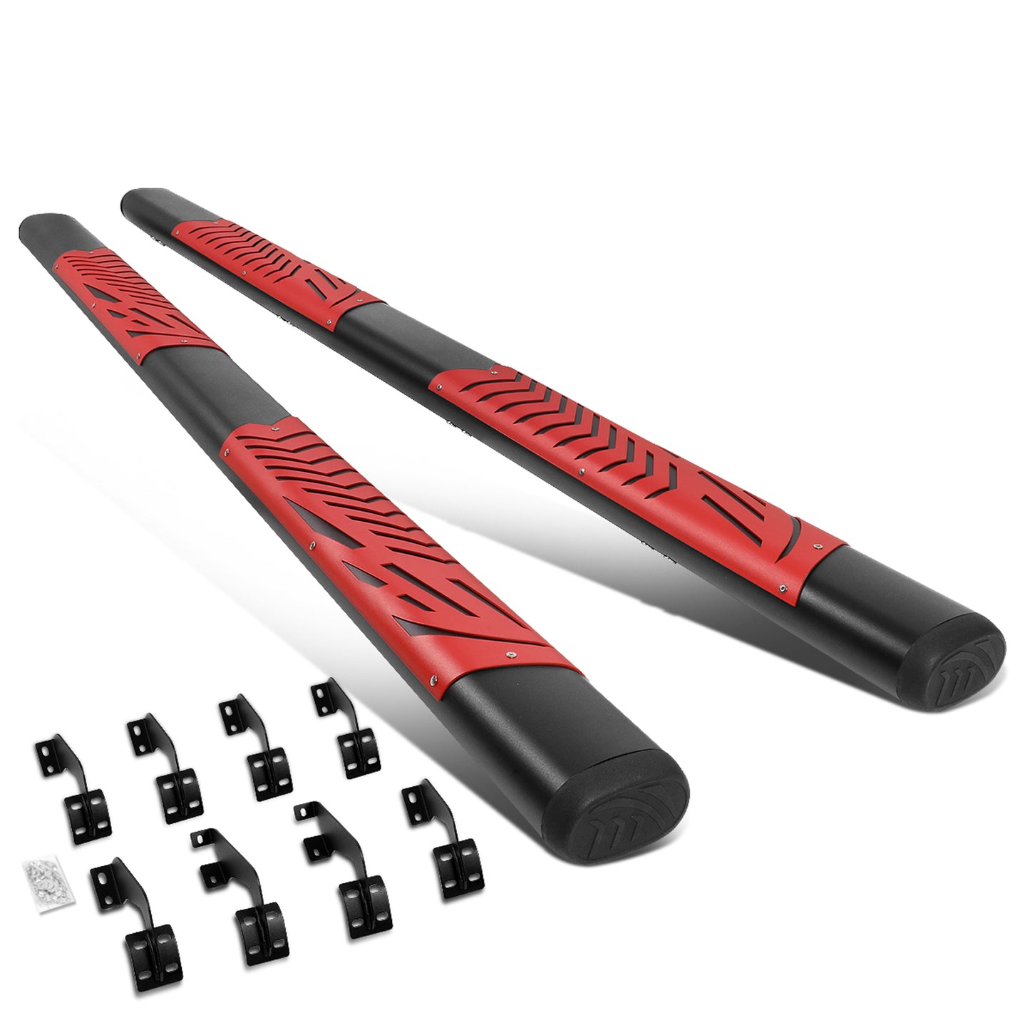 ESTRIBOS 5" - 07-21 TOYOTA TUNDRA - CREWMAX - BLACK / RED