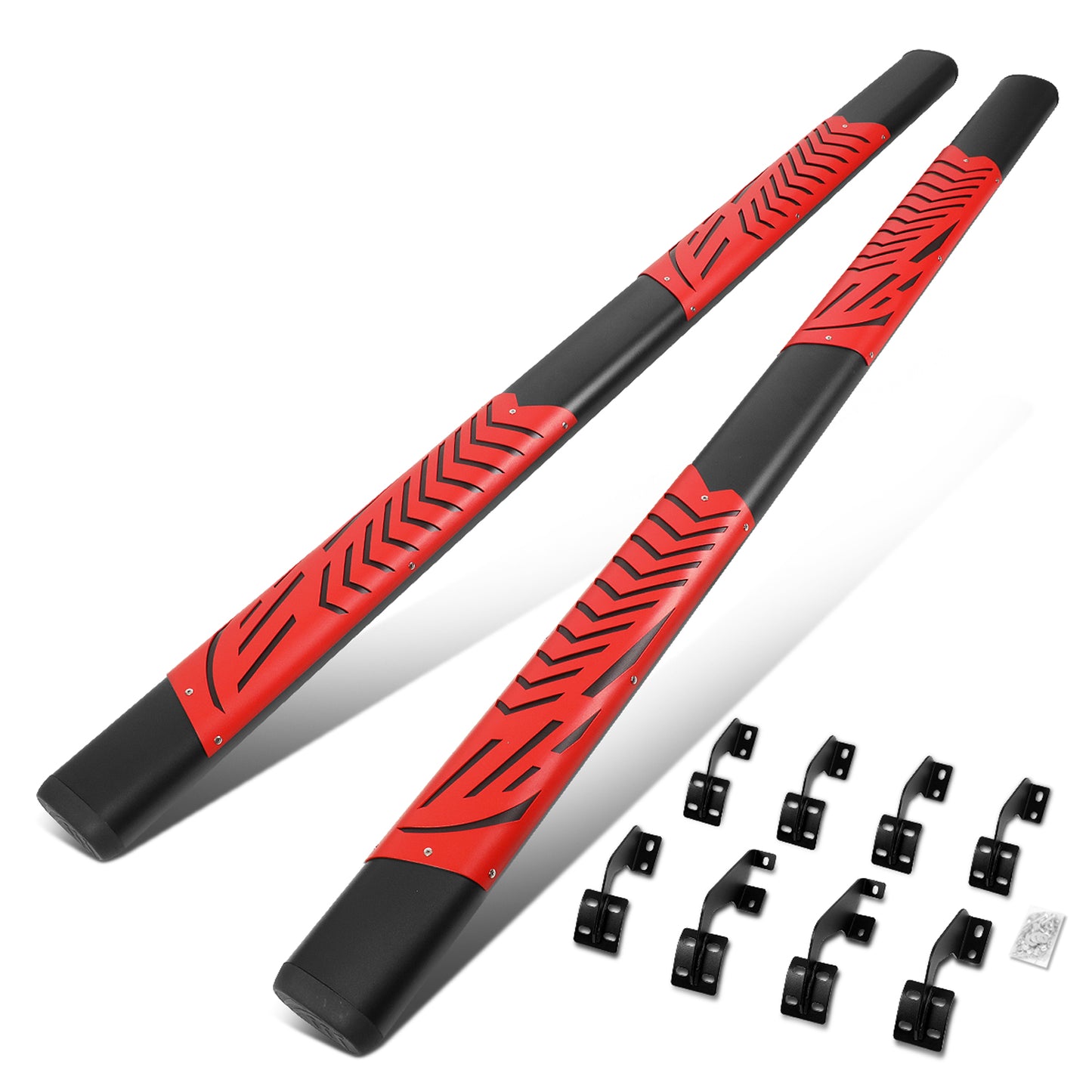 ESTRIBOS 5" - 07-21 TOYOTA TUNDRA - CREWMAX - BLACK / RED