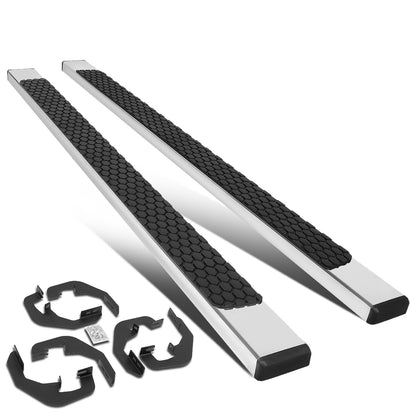 ESTRIBOS 5" - HONEYCOMB STEP PAD - 07-18 CHEVY SILVERADO 1500, GMC SIERRA 1500 / 07-19 CHEVY SILVERADO 2500HD, SILVERADO 3500HD, GMC SIERRA 2500HD, SIERRA 3500HD - EXTENDED CAB - CHROME / BLACK