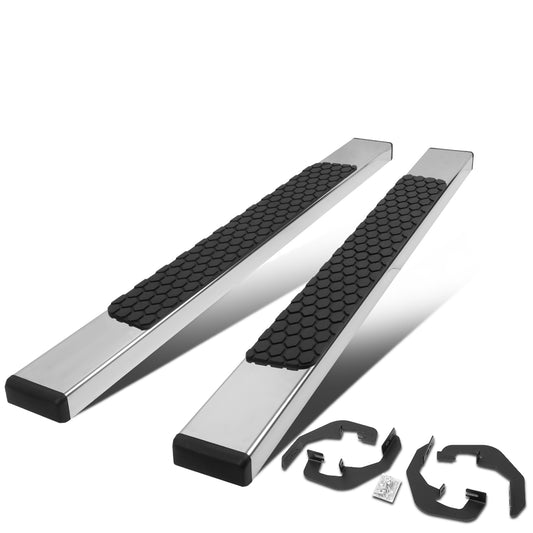ESTRIBOS 5" - HONEYCOMB STEP PAD - 07-18 CHEVY SILVERADO 1500, GMC SIERRA 1500 / 07-19 CHEVY SILVERADO 2500HD, SILVERADO 3500HD, GMC SIERRA 2500HD, SIERRA 3500HD - REGULAR CAB - CHROME / BLACK