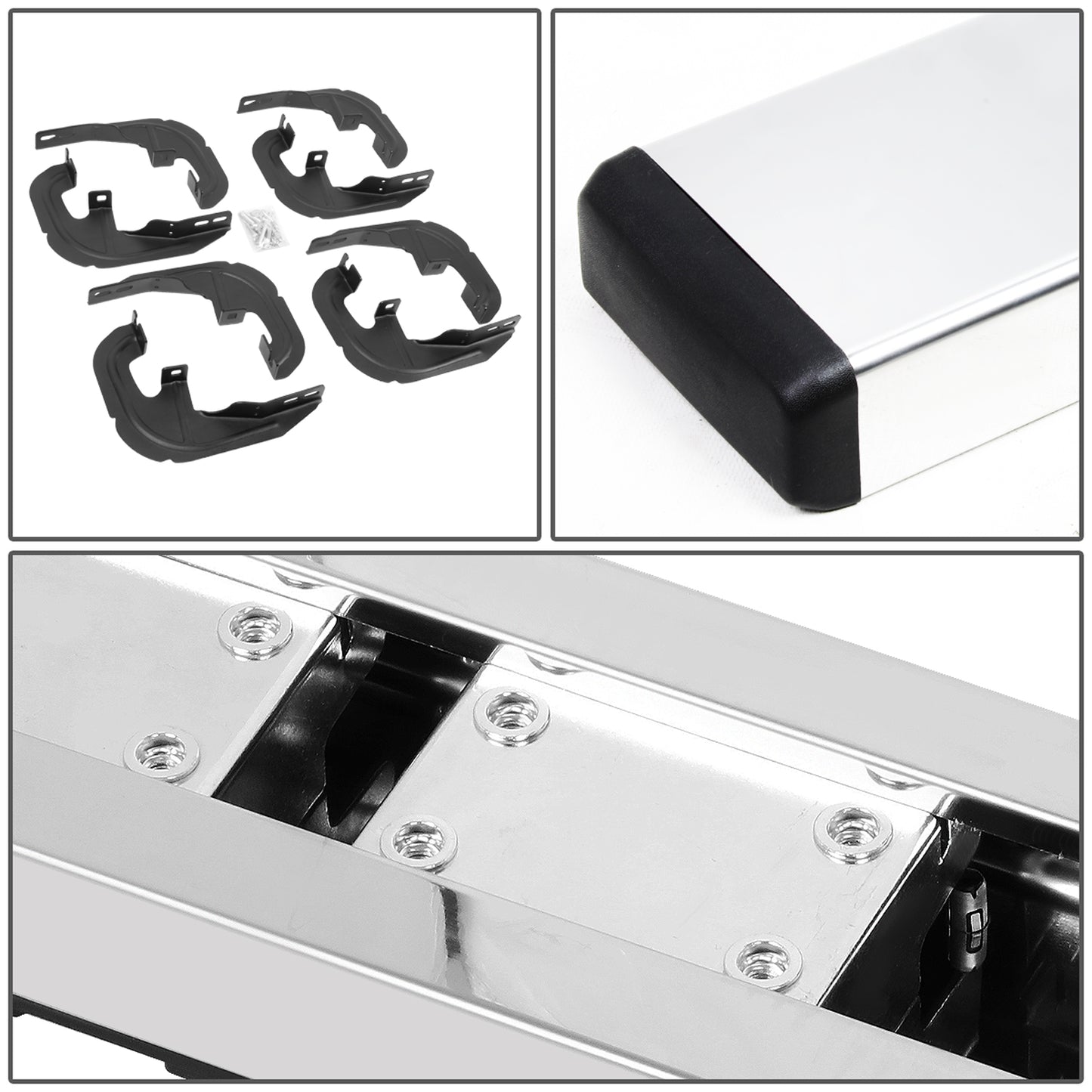 ESTRIBOS 5" - HONEYCOMB STEP PAD - 19-20 CHEVY SILVERADO 1500, GMC SIERRA 1500 / 2020 CHEVY SILVERADO 2500HD, SILVERADO 3500HD, GMC SIERRA 2500HD, SIERRA 3500HD - CREW CAB - CHROME / BLACK