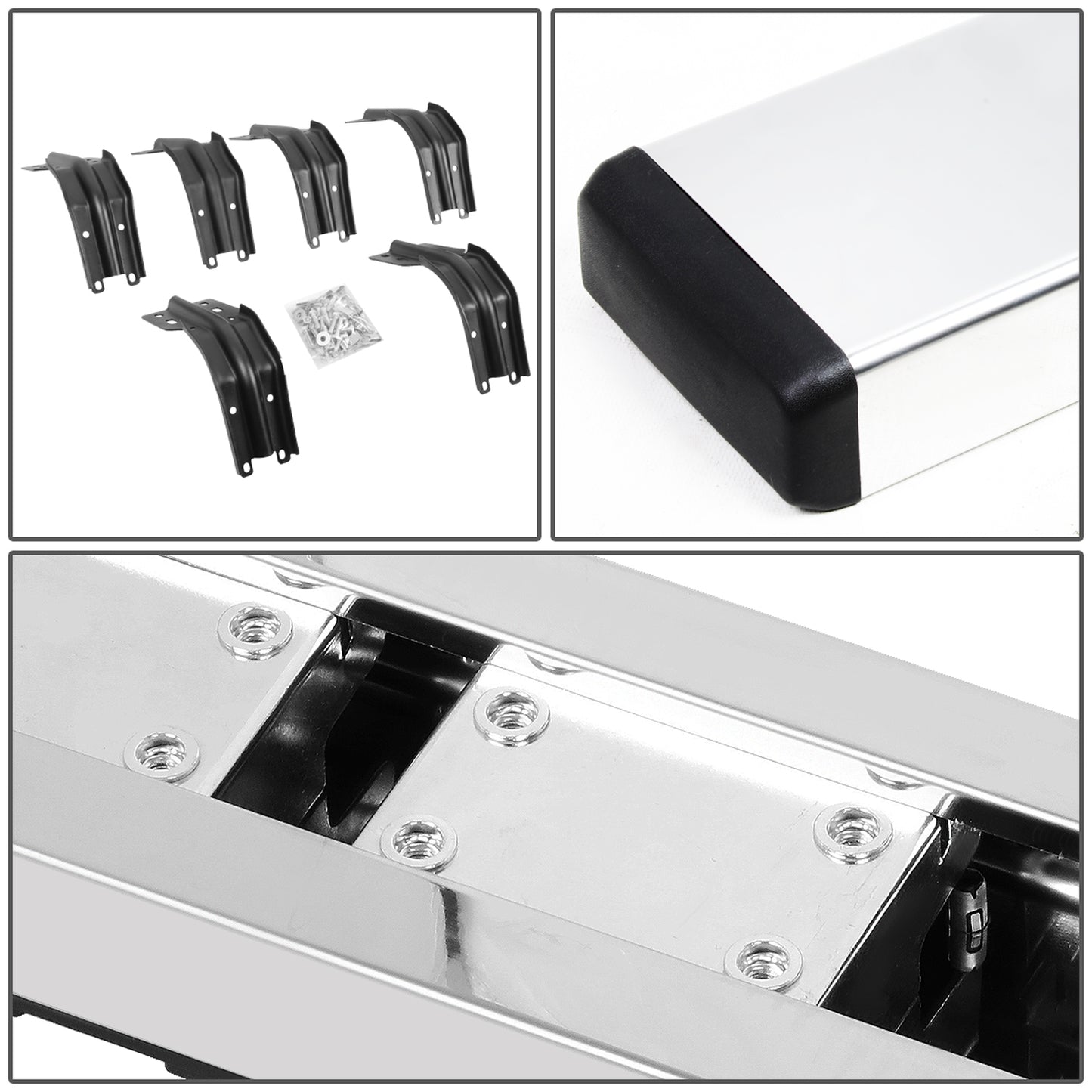 ESTRIBOS 5" - HONEYCOMB STEP PAD - 99-16 FORD F-250, F-350, F-450, F-550 SUPER DUTY - CREW CAB - CHROME / BLACK