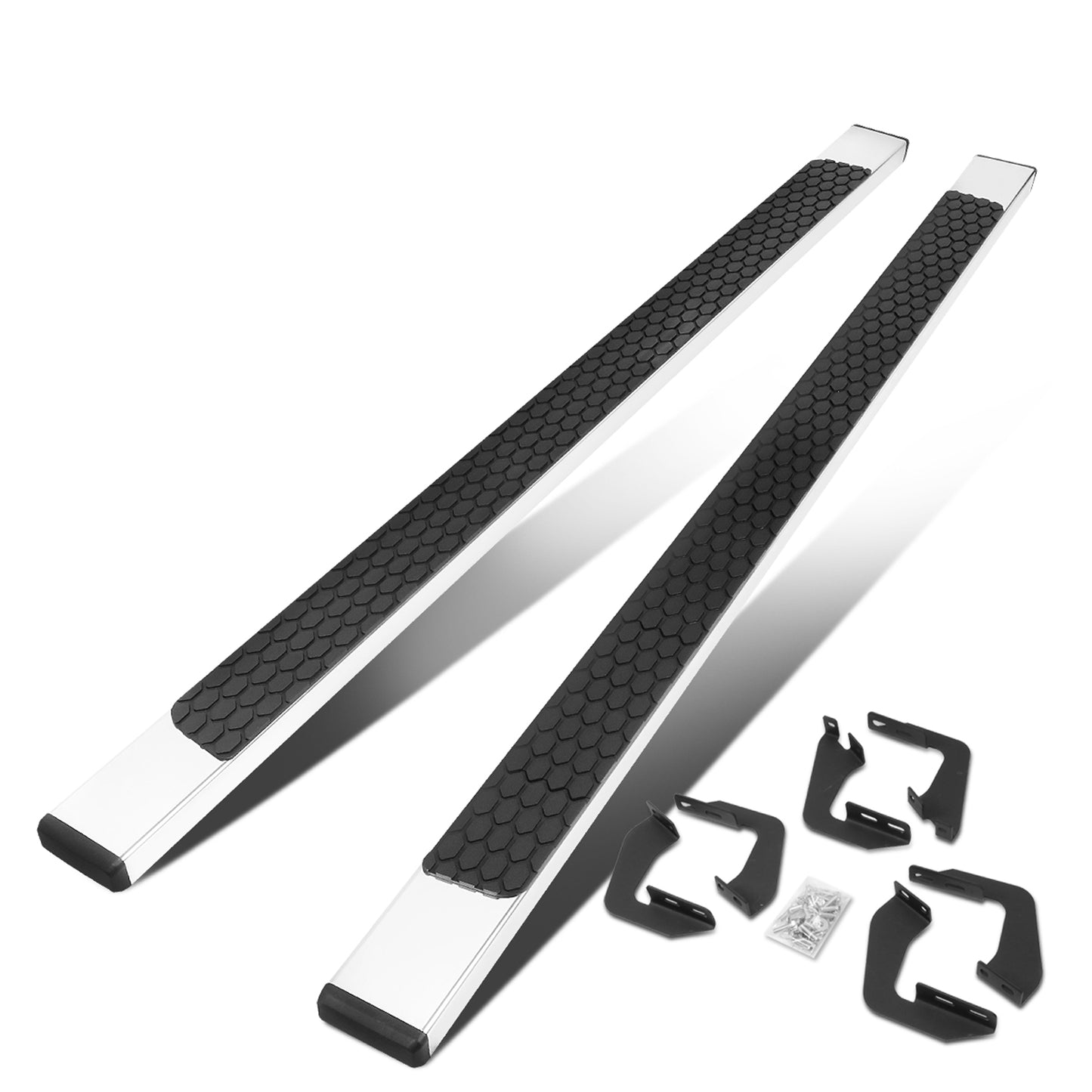 ESTRIBOS 5" - HONEYCOMB STEP PAD - 07-21 TOYOTA TUNDRA - DOUBLE CAB - CHROME / BLACK