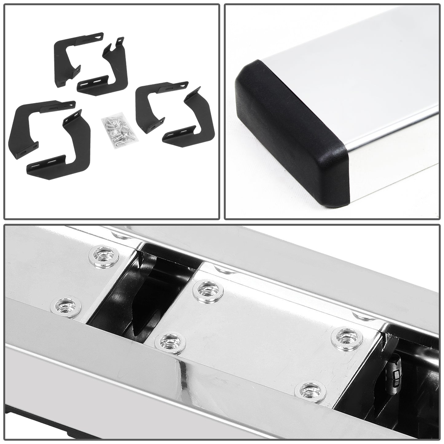 ESTRIBOS 5" - HONEYCOMB STEP PAD - 07-21 TOYOTA TUNDRA - DOUBLE CAB - CHROME / BLACK