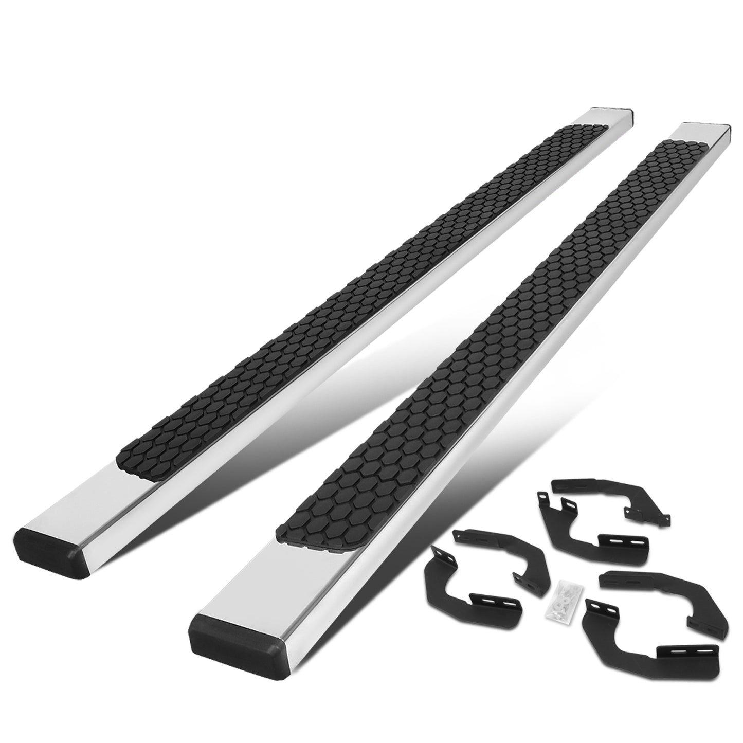 ESTRIBOS 5" - HONEYCOMB STEP PAD - 05-21 TOYOTA TACOMA - DOUBLE CAB - CHROME / BLACK