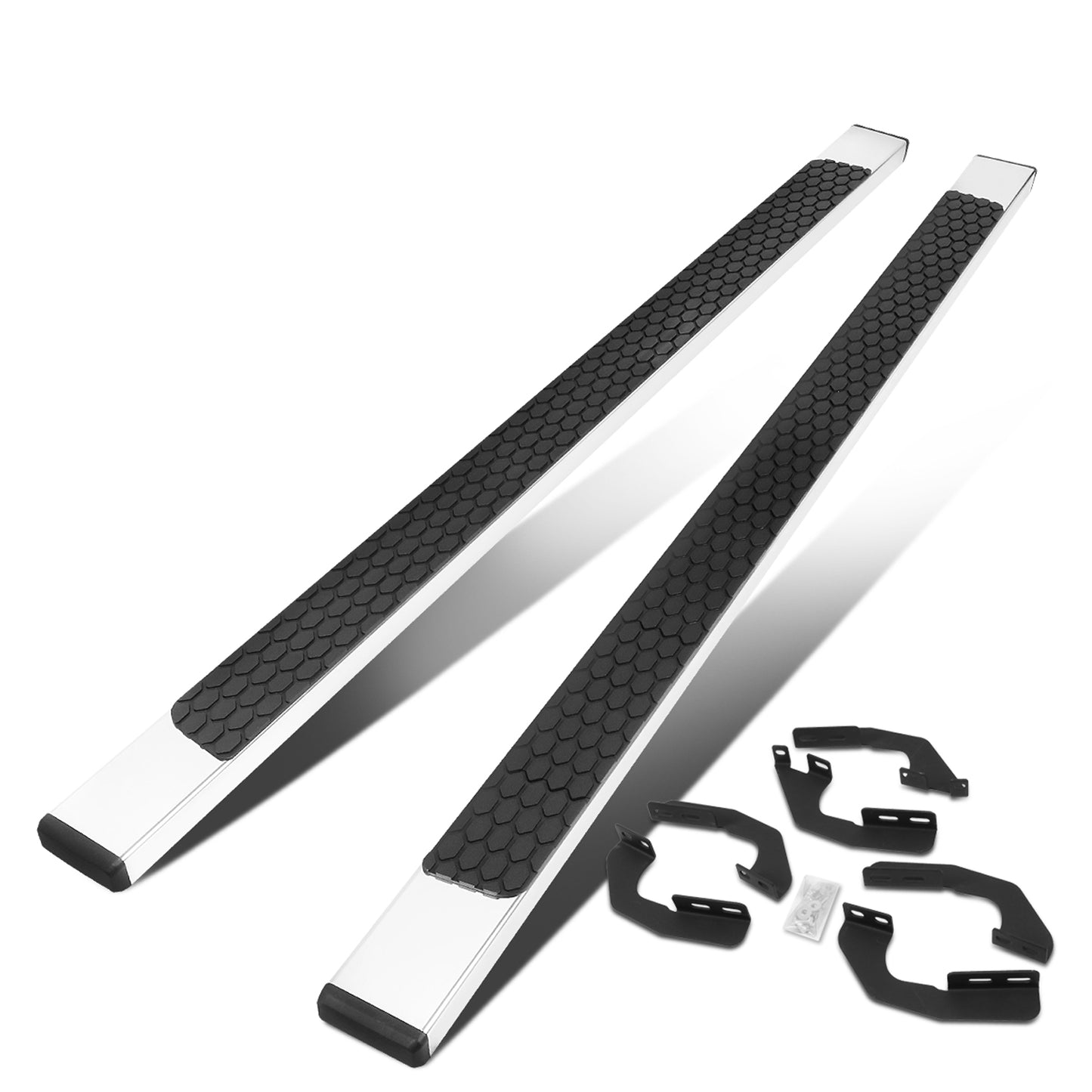 ESTRIBOS 5" - HONEYCOMB STEP PAD - 05-21 TOYOTA TACOMA - DOUBLE CAB - CHROME / BLACK