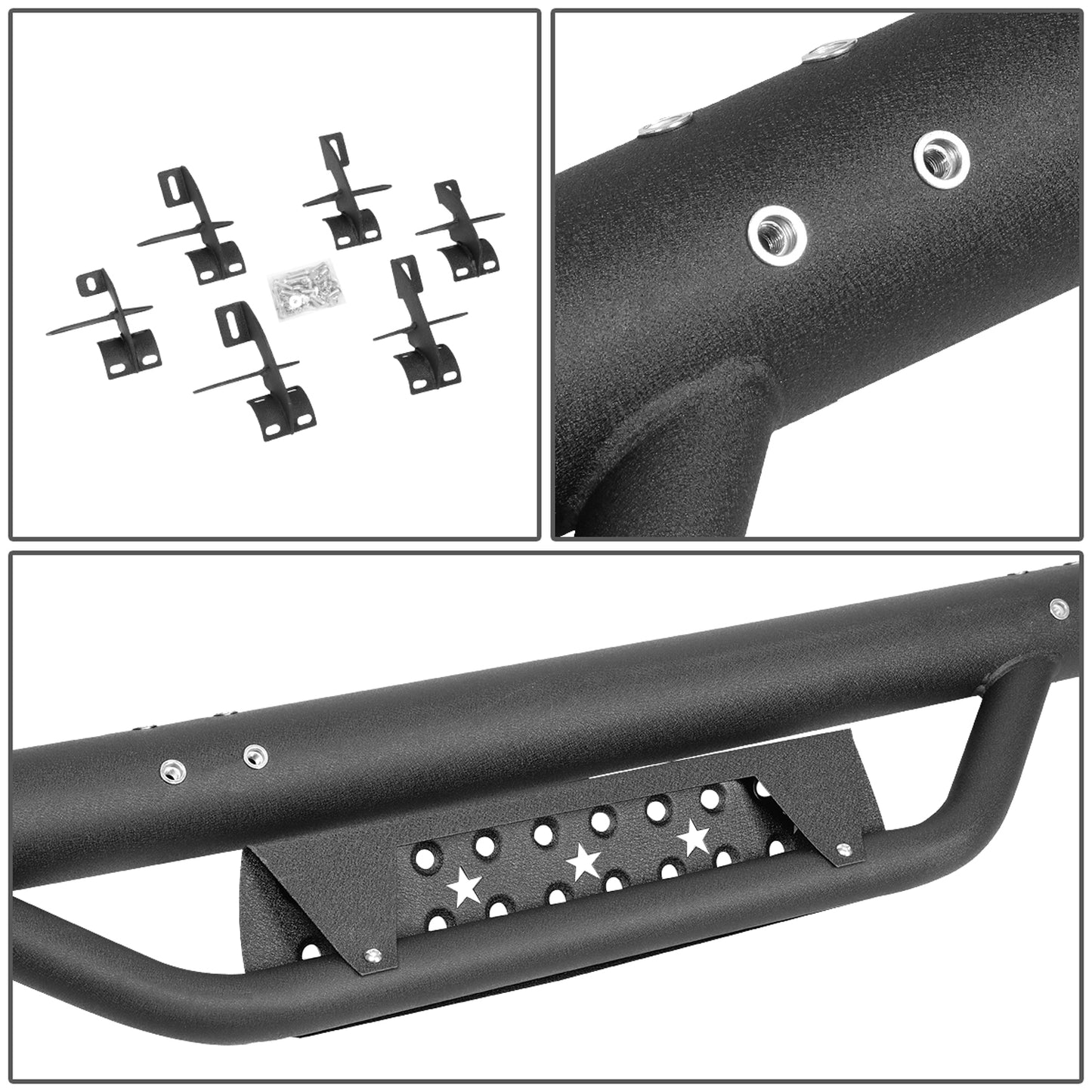 ESTRIBOS 3" - DROP SIDE - 07-17 JEEP WRANGLER UNLIMITED 4-DR / 2018 JEEP WRANGLER JK UNLIMITED 4-DR - BLACK