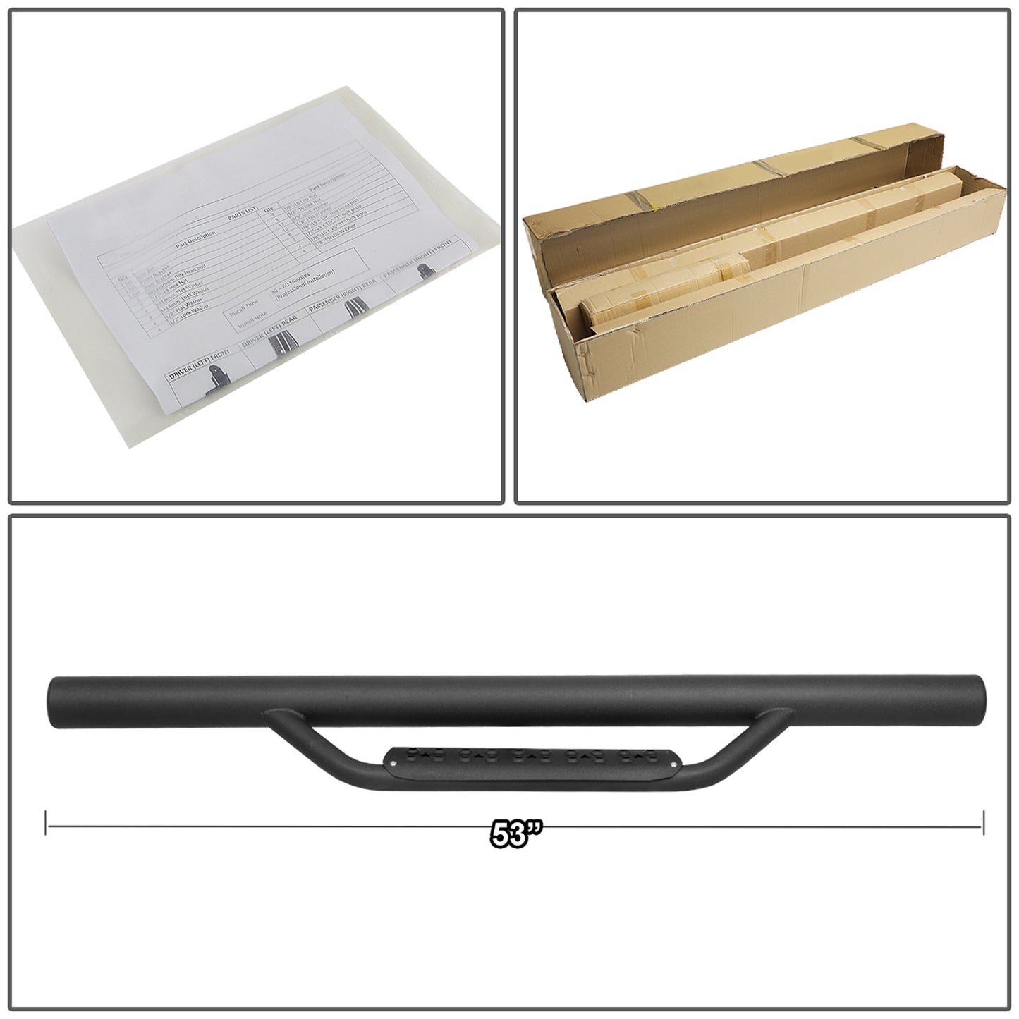 ESTRIBOS 3" - DROP SIDE - 07-17 JEEP WRANGLER 2-DR / 2018 JEEP WRANGLER JK 2-DR - BLACK