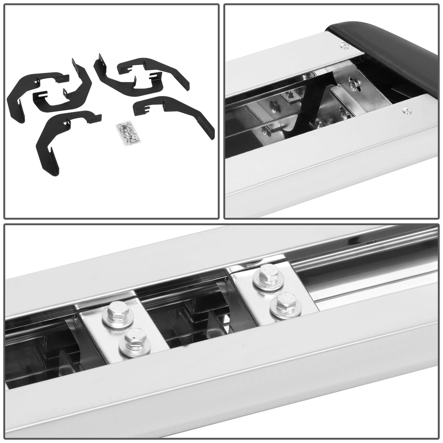 ESTRIBOS 5.5" - HONEYCOMB STEP PAD - 07-18 CHEVY SILVERADO 1500, GMC SIERRA 1500 / 07-19 CHEVY SILVERADO 2500HD, SILVERADO 3500HD, GMC SIERRA 2500HD, SIERRA 3500HD - DOES NOT FIT DIESEL MODELS EQUIPPED WITH DEF TANK - EXTENDED CAB - CHROME / BLACK