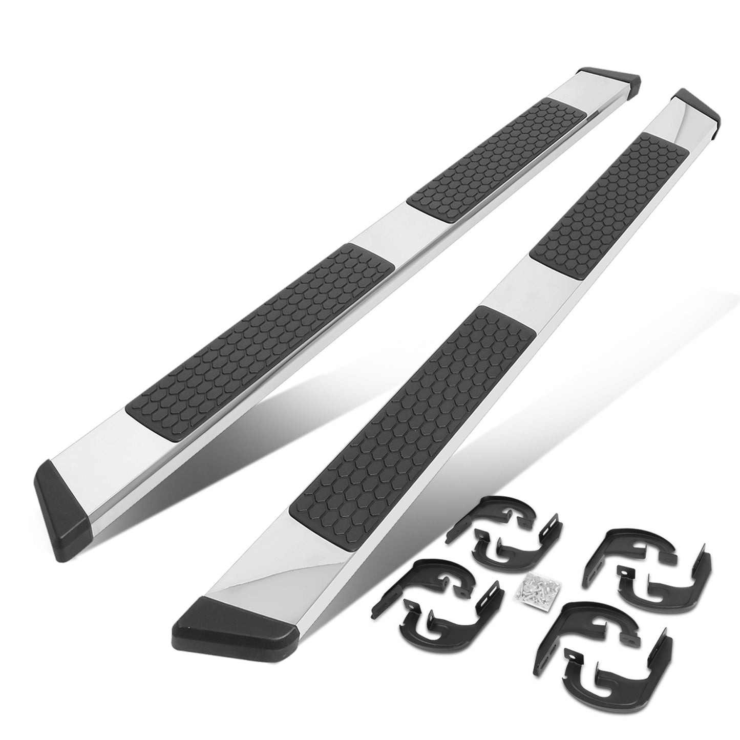 ESTRIBOS 5.5" - HONEYCOMB STEP PAD - 04-14 FORD F-150 - CREW CAB - CHROME / BLACK