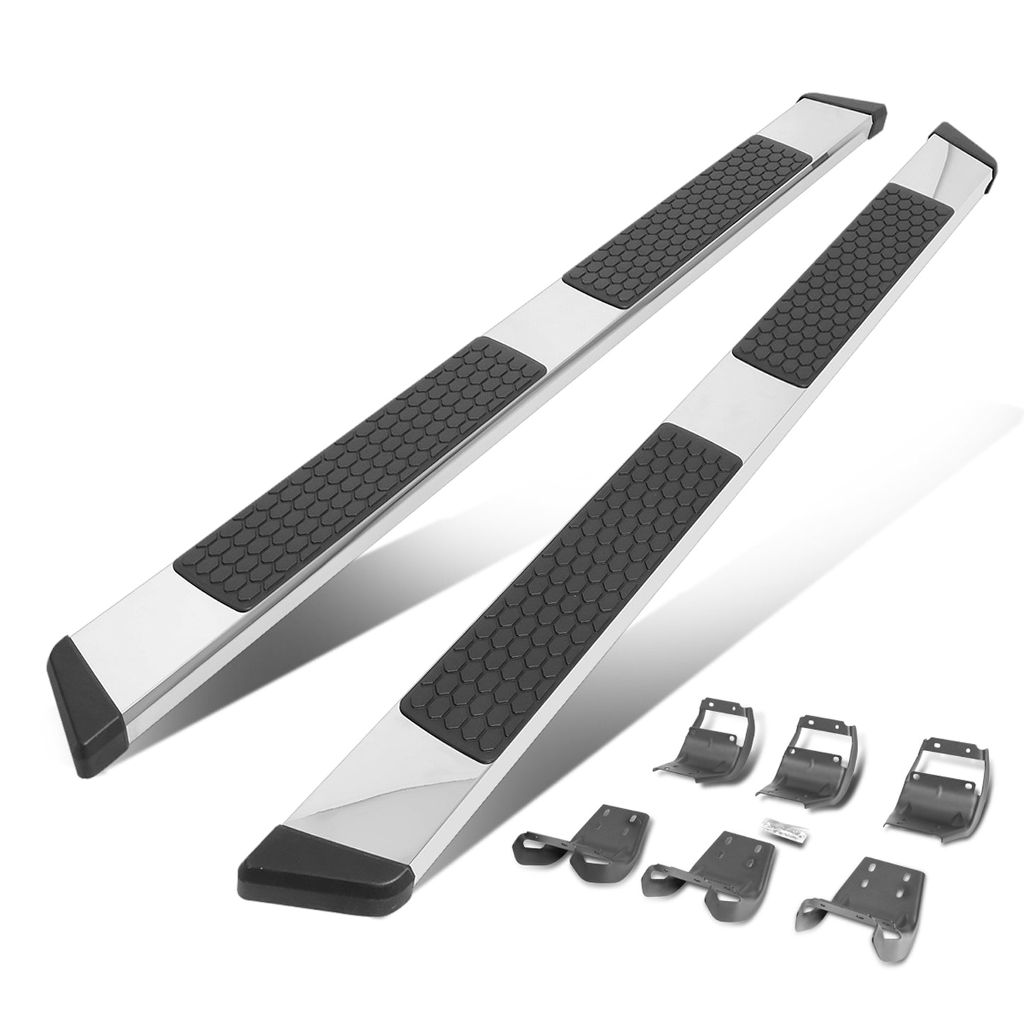 ESTRIBOS 5.5" - HONEYCOMB STEP PAD - 15-20 FORD F-150 / 17-20 FORD F-250, F-350 - EXTENDED CAB - CHROME / BLACK
