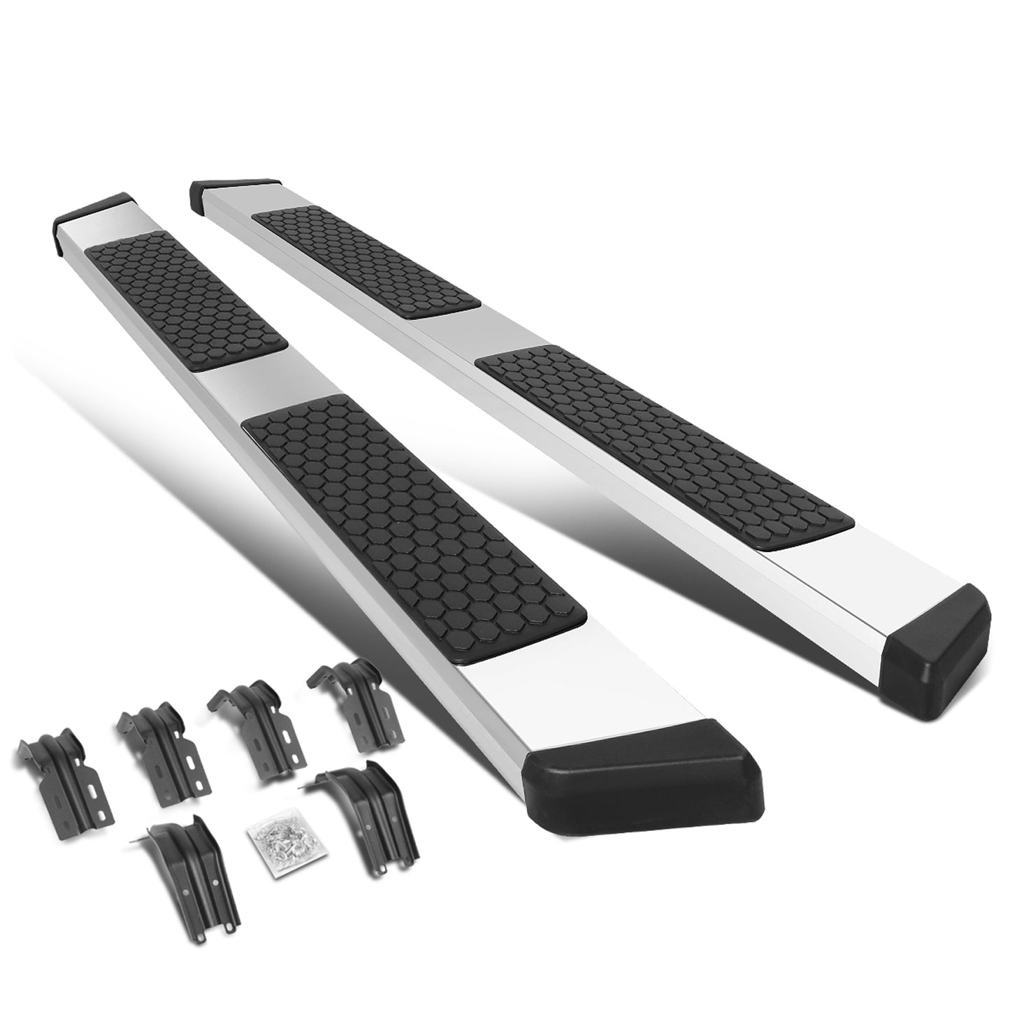 ESTRIBOS 5.5" - HONEYCOMB STEP PAD - 99-16 FORD F-250, F-350, F-40, F-550 SUPER DUTY - CREW CAB - CHROME / BLACK