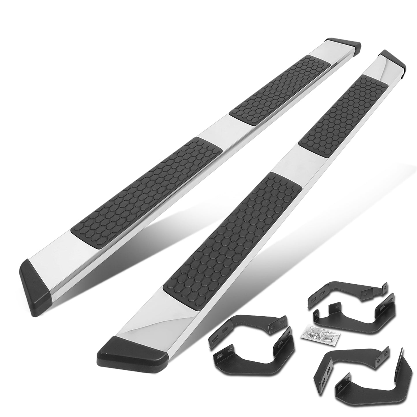 ESTRIBOS 5.5" - HONEYCOMB STEP PAD - 07-21 TOYOTA TUNDRA - DOUBLE CAB - CHROME / BLACK