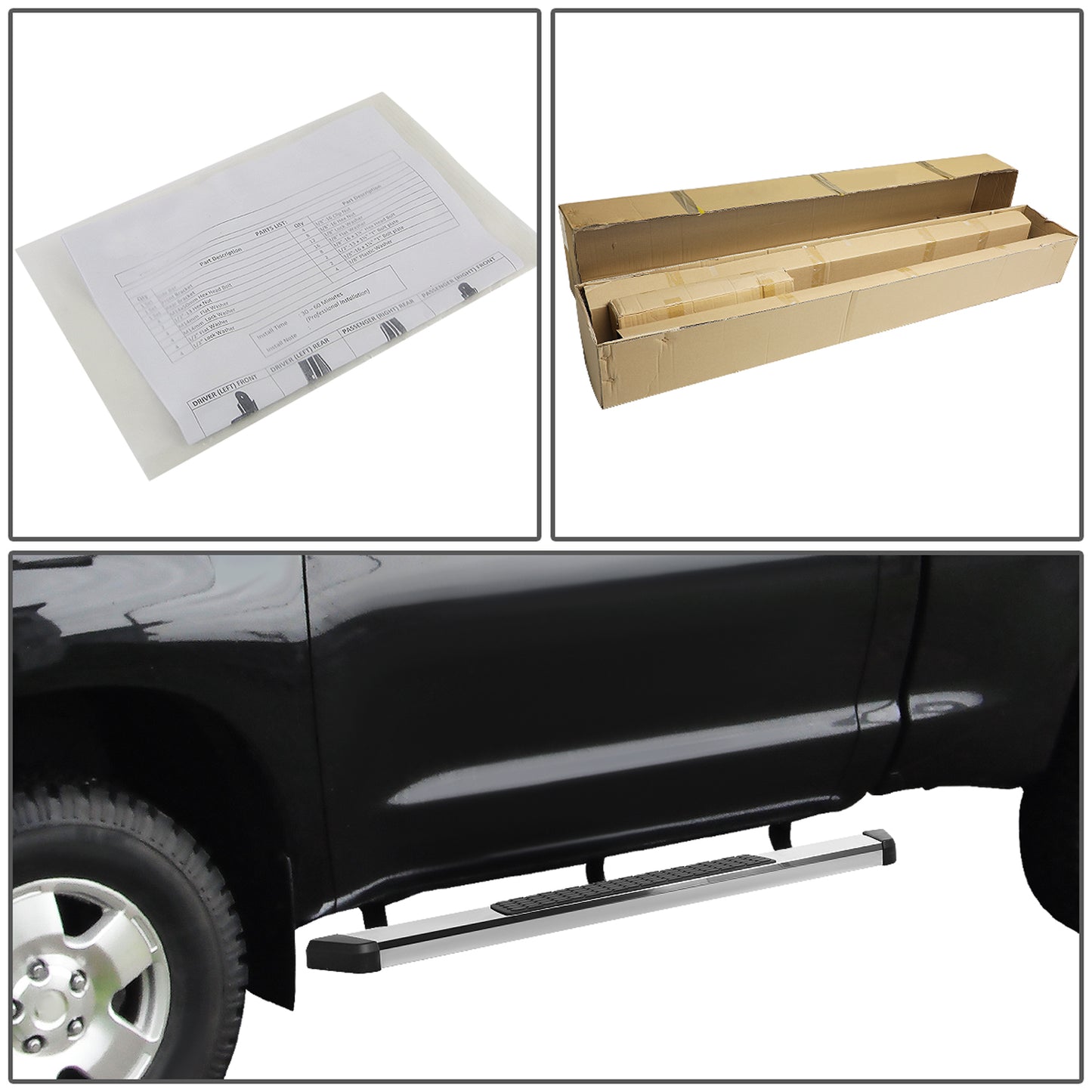 ESTRIBOS 5.5" - HONEYCOMB STEP PAD - 07-21 TOYOTA TUNDRA - STANDARD CAB - CHROME / BLACK