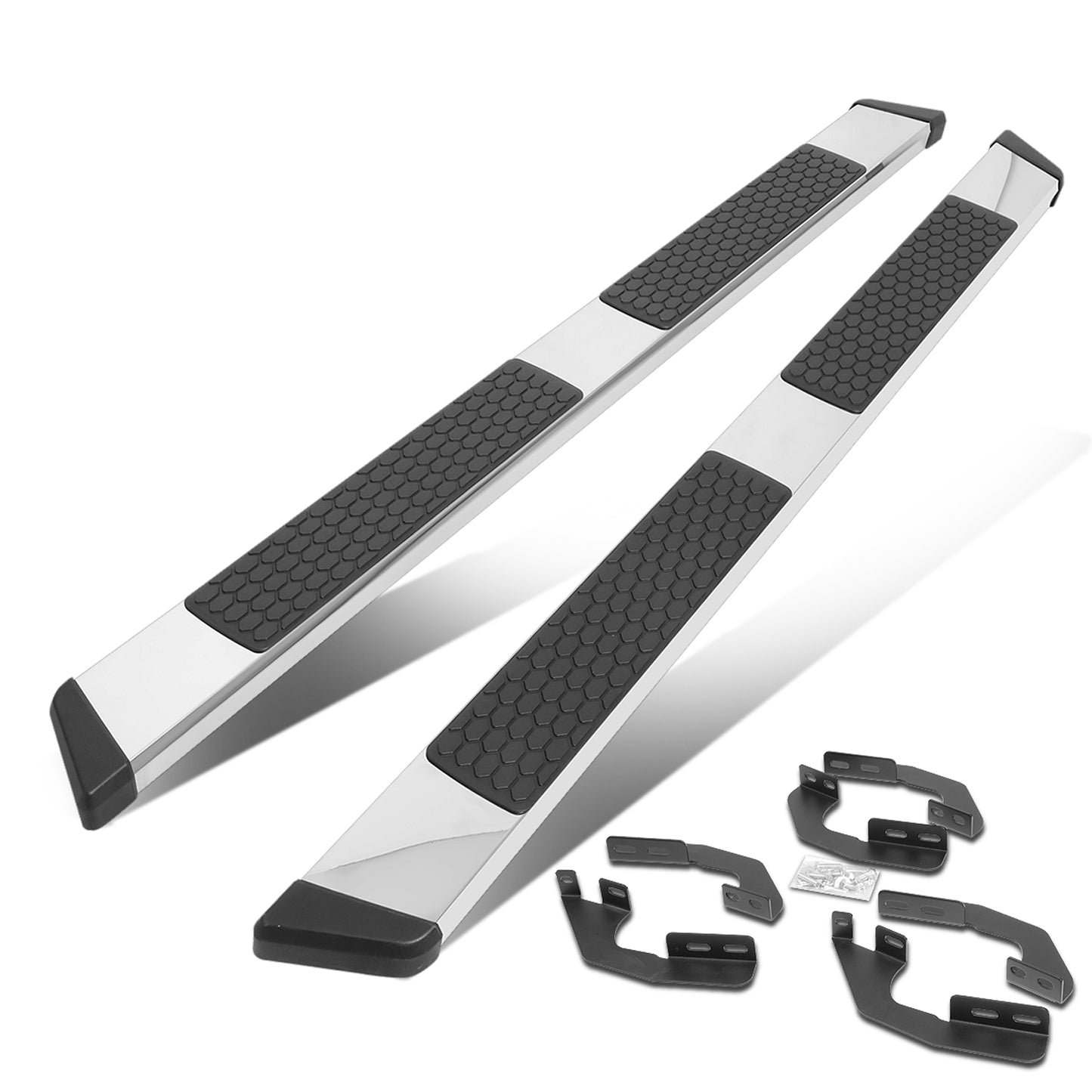 ESTRIBOS 5.5" - HONEYCOMB STEP PAD - 05-21 TOYOTA TACOMA - DOUBLE CAB - CHROME / BLACK