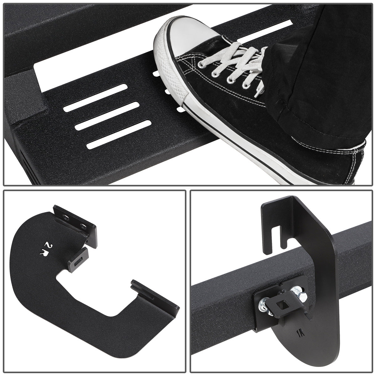 ESTRIBOS 4.75" - CHEVY SILVERADO 1500 CREW CAB 19-22/CHEVY SILVERADO 2500HD 3500HD CREW CAB 20-22/GMC SIERRA 1500 CREW CAB 19-22/GMC SIERRA 2500HD 3500HD CREW CAB 20-22 - EXCLUDES 2019 LD / LIMITED MODELS,INCLUDES DIESEL MODELS - MILD STEEL -  BLACK