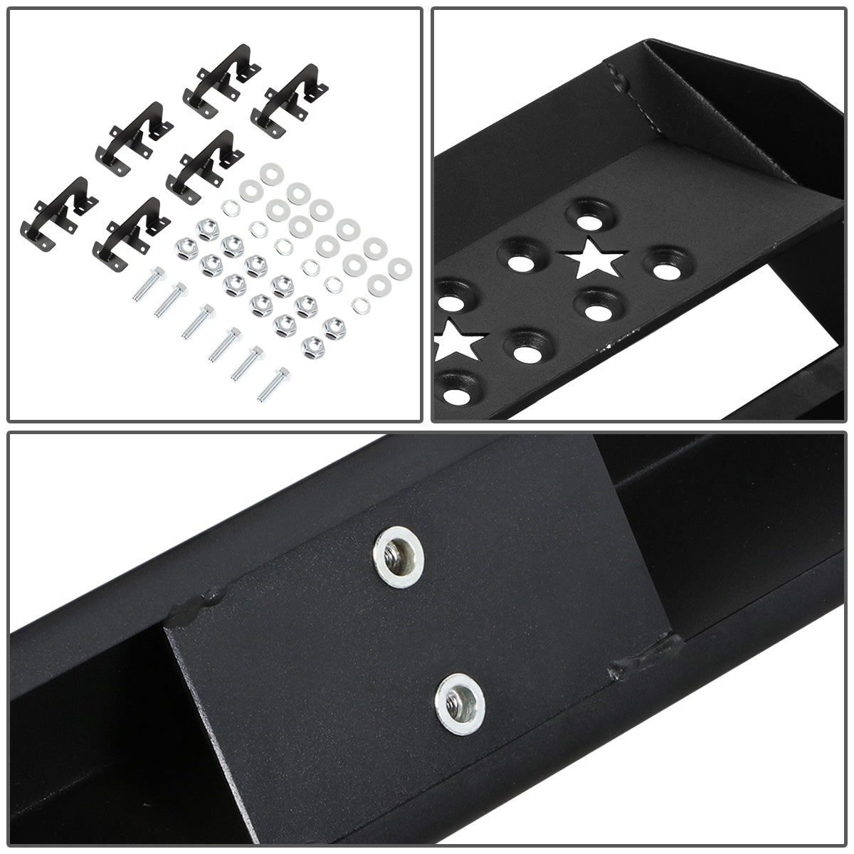 ESTRIBOS 2.75" - 15-22 FORD F-150 SUPER CREW CAB/17-22 FORD F-250 F-350 SUPER DUTY CREW CAB - MILD STEEL - BLACK