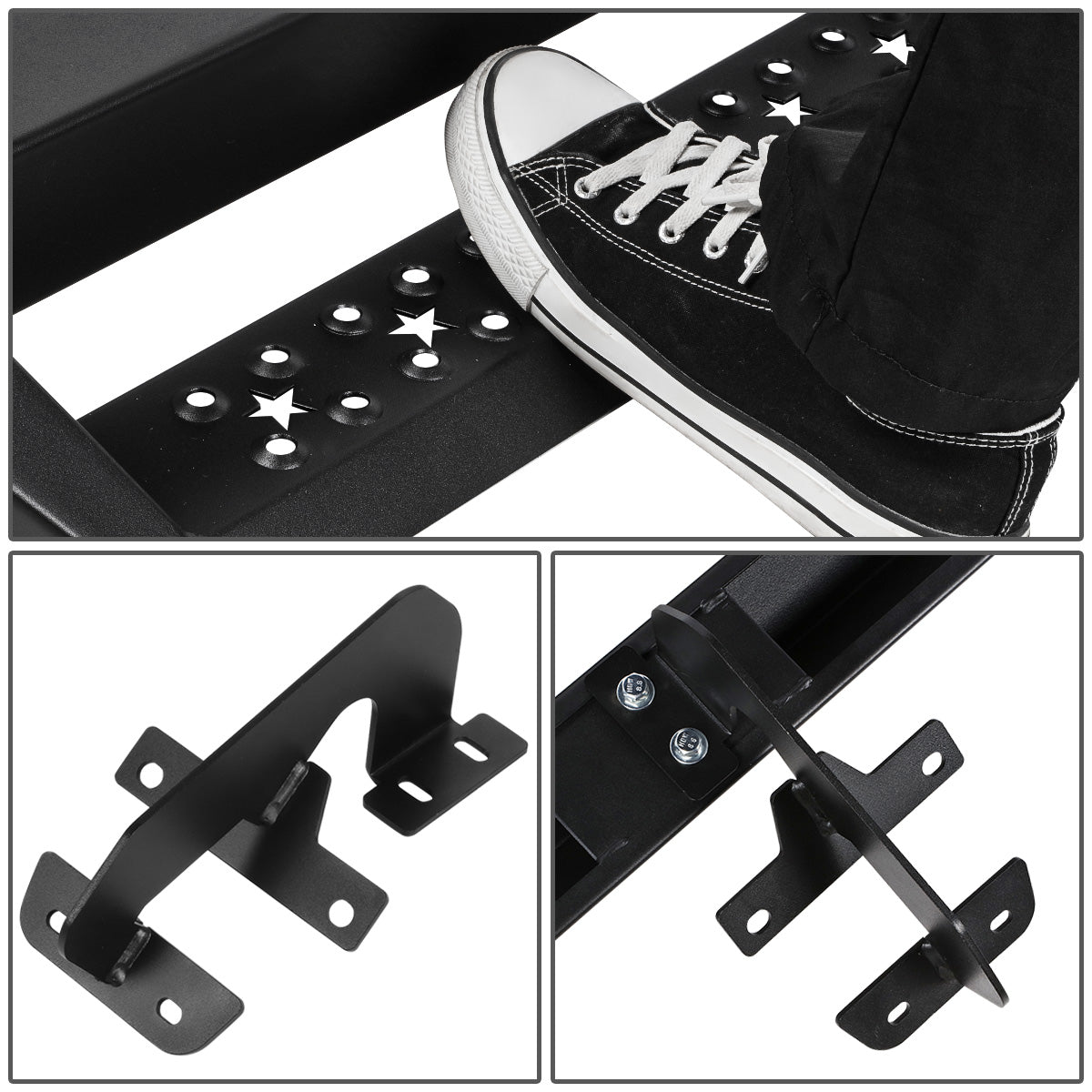 ESTRIBOS 2.75" - 15-22 FORD F-150 SUPER CREW CAB/17-22 FORD F-250 F-350 SUPER DUTY CREW CAB - MILD STEEL - BLACK