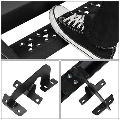 ESTRIBOS 2.75" - 15-22 FORD F-150 SUPER CREW CAB/17-22 FORD F-250 F-350 SUPER DUTY CREW CAB - MILD STEEL - BLACK