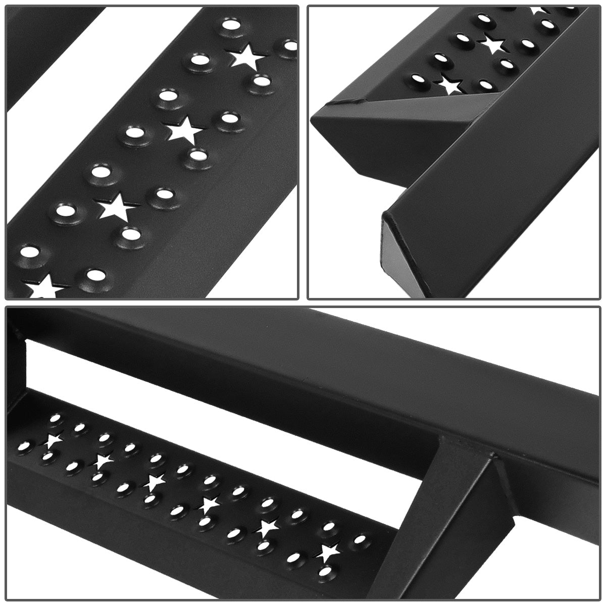 ESTRIBOS 2.75" - 09-18 DODGE RAM 1500 CREW CAB/19-22 RAM 1500 CLASSIC CREW CAB/10-22 DODGE RAM 2500 3500 CREW CAB - MILD STEEL - TEXTURED POWDER-COATED BLACK