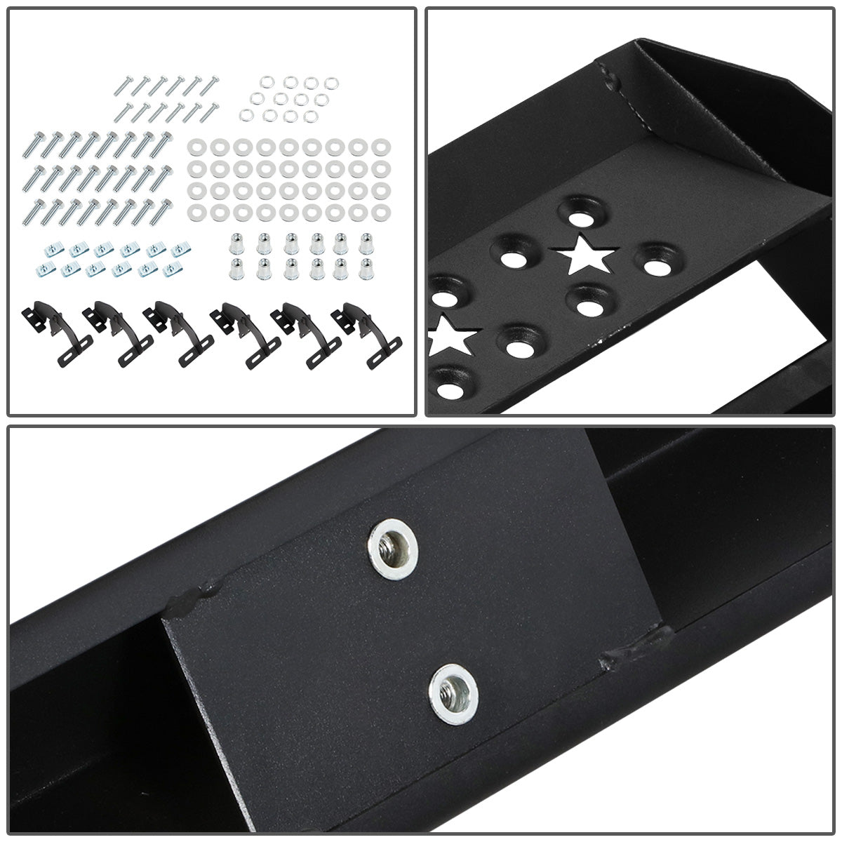 ESTRIBOS 2.75" - 09-18 DODGE RAM 1500 CREW CAB/19-22 RAM 1500 CLASSIC CREW CAB/10-22 DODGE RAM 2500 3500 CREW CAB - MILD STEEL - TEXTURED POWDER-COATED BLACK