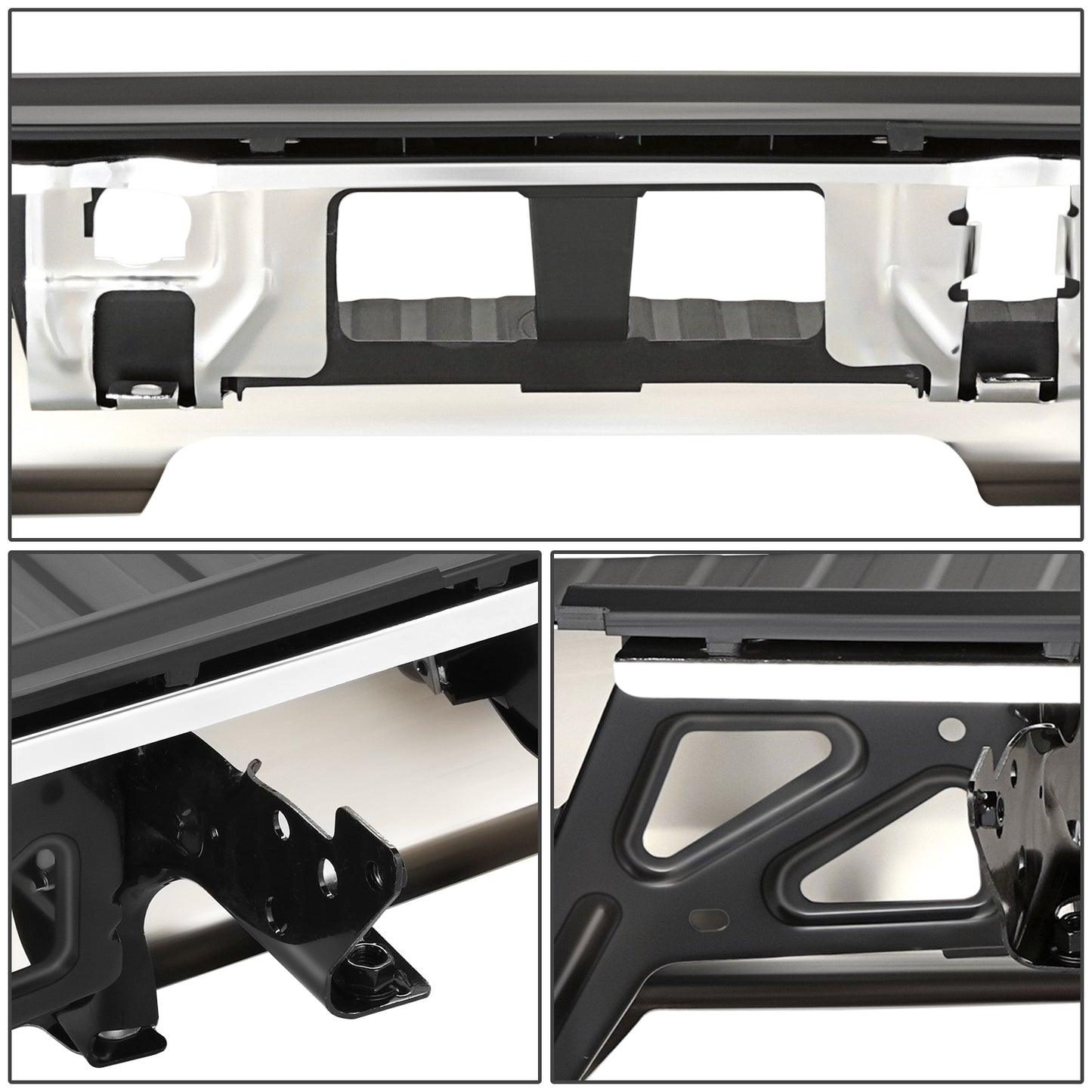 DEFENSA TRASERA CHROME - 14-18 CHEVROLET SILVERADO 1500 / 19 CHEVROLET SILVERADO 1500 LD / 14-18 GMC SIERRA 1500 / 19 GMC SIERRA 1500 LIMITED - WITH REAR PARKING SENSOR HOLES