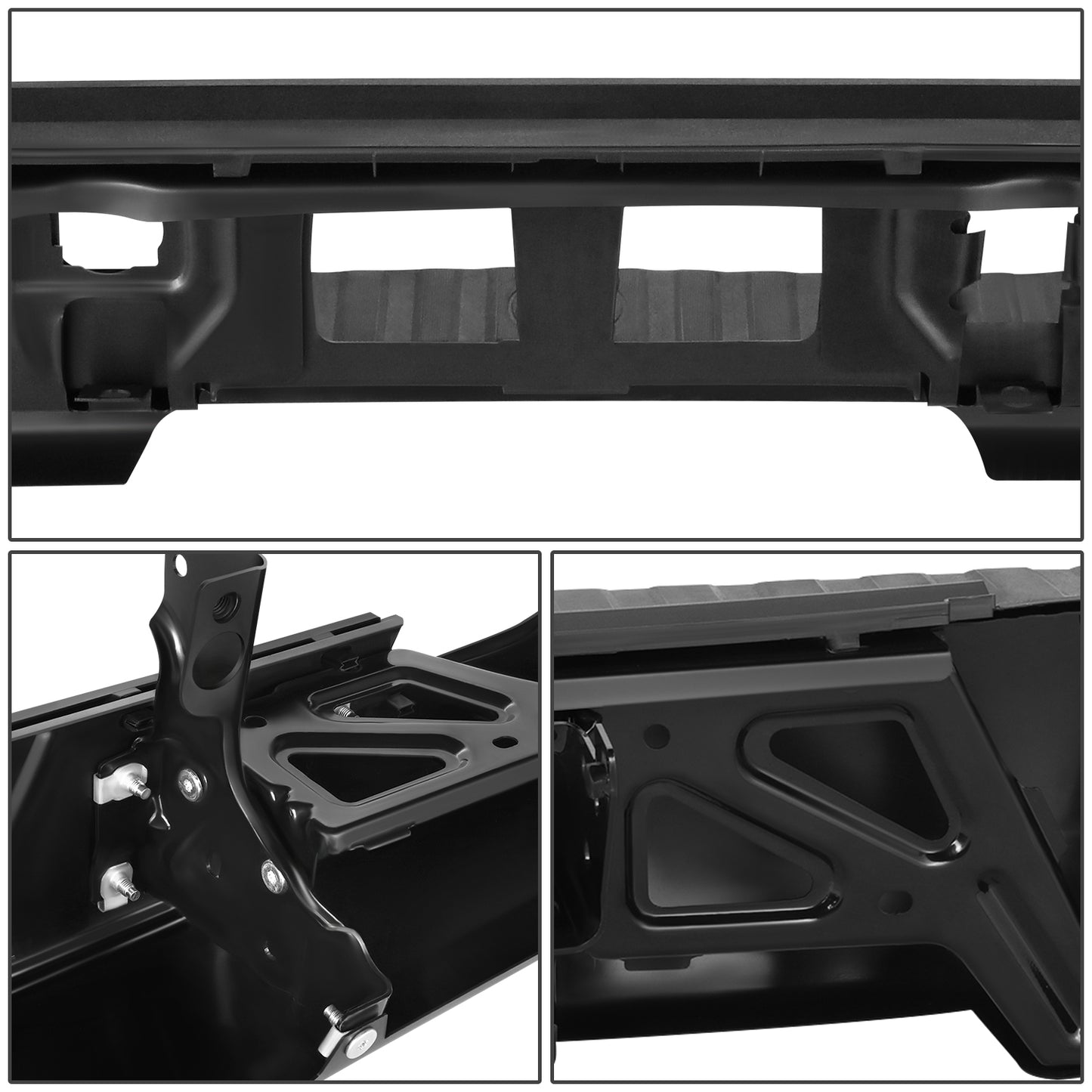 DEFENSA TRASERA BLACK - 14-18 CHEVROLET SILVERADO 1500 / 19 CHEVROLET SILVERADO 1500 LD / 14-18 GMC SIERRA 1500 / 19 GMC SIERRA 1500 LIMITED - WITHOUT REAR PARKING SENSOR HOLES