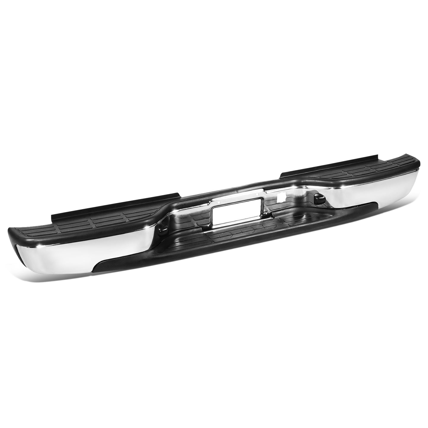 DEFENSA TRASERA 01-07 CHEVY SILVERADO GMC SIERRA 2500HD 3500 CLASSIC - W/O PARKING SENSOR HOLES - W/ LICENSE PLATE LIGHTS - FITS MODELS W/O REAR PARKING SENSORS - CHROME/STEEL