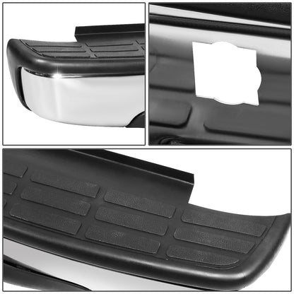 DEFENSA TRASERA 01-07 CHEVY SILVERADO GMC SIERRA 2500HD 3500 CLASSIC - W/O PARKING SENSOR HOLES - W/ LICENSE PLATE LIGHTS - FITS MODELS W/O REAR PARKING SENSORS - CHROME/STEEL