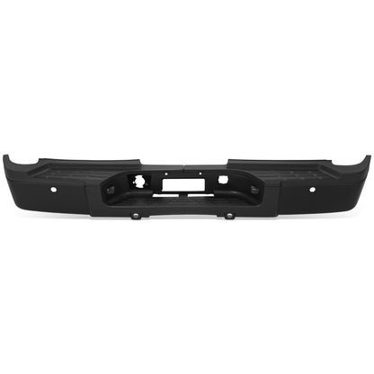 DEFENSA TRASERA 07-10 CHEVROLET SILVERADO 2500 HD / 07-10 CHEVROLET SILVERADO 3500 HD / 07-10 GMC SIERRA 2500 HD / 07-10 GMC SIERRA 3500 HD - WITH REAR PARKING SENSOR HOLES - FITS MODELS WITH SINGLE REAR WHEELS - BLACK