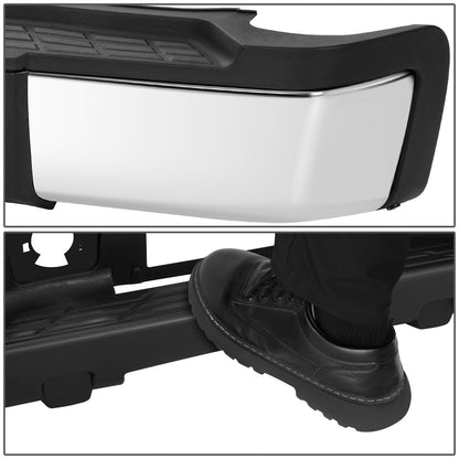 DEFENSA TRASERA 07-10 CHEVROLET SILVERADO 2500 HD / 07-10 CHEVROLET SILVERADO 3500 HD / 07-10 GMC SIERRA 2500 HD / 07-10 GMC SIERRA 3500 HD - WITHOUT REAR PARKING SENSOR HOLES - FITS MODELS WITH SINGLE REAR WHEELS - CHROME